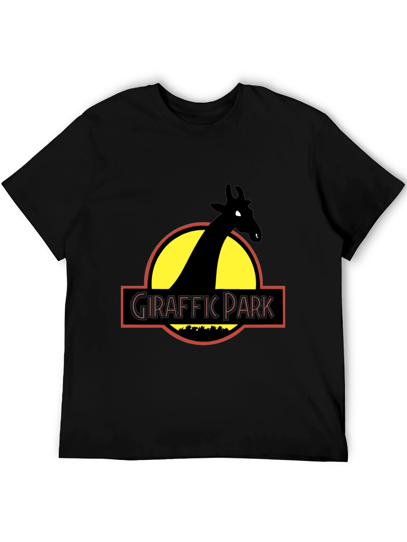 Black Giraffe Park Graphic Tee - Jurassic Humor T-Shirt view 5