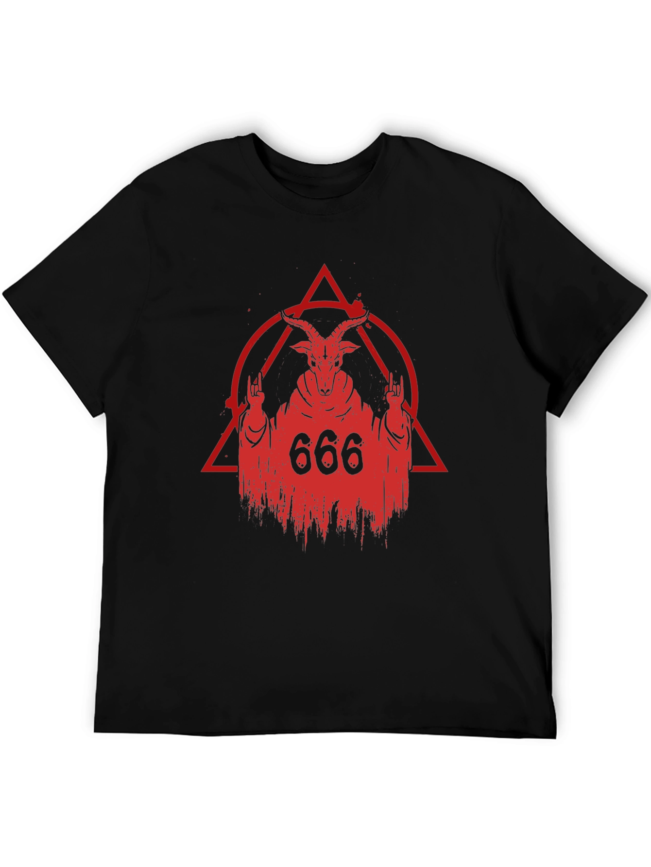 Black Occult Goat Head Graphic Print T-Shirt view 5