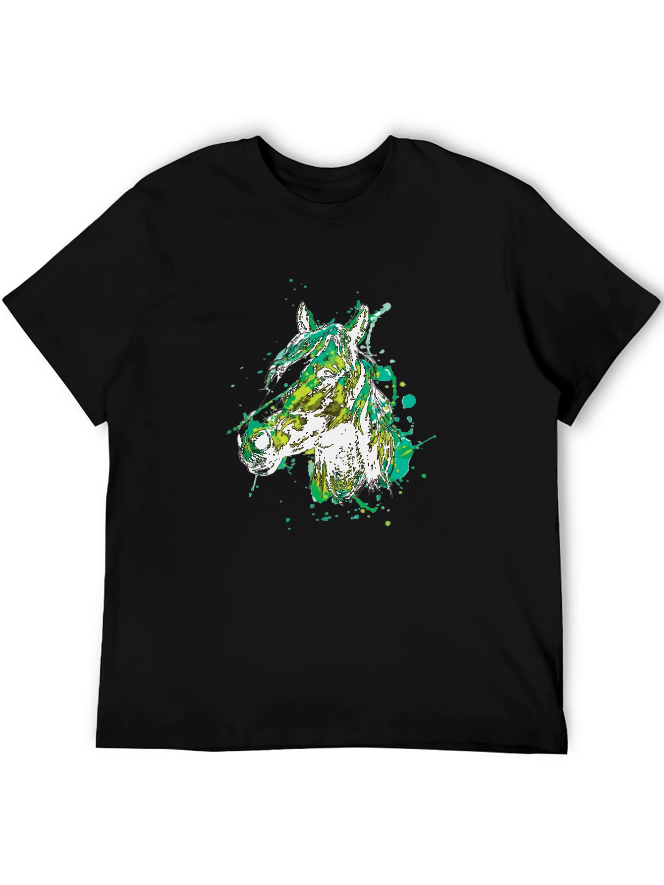 Black Abstract Horse Head Black T-Shirt view 5