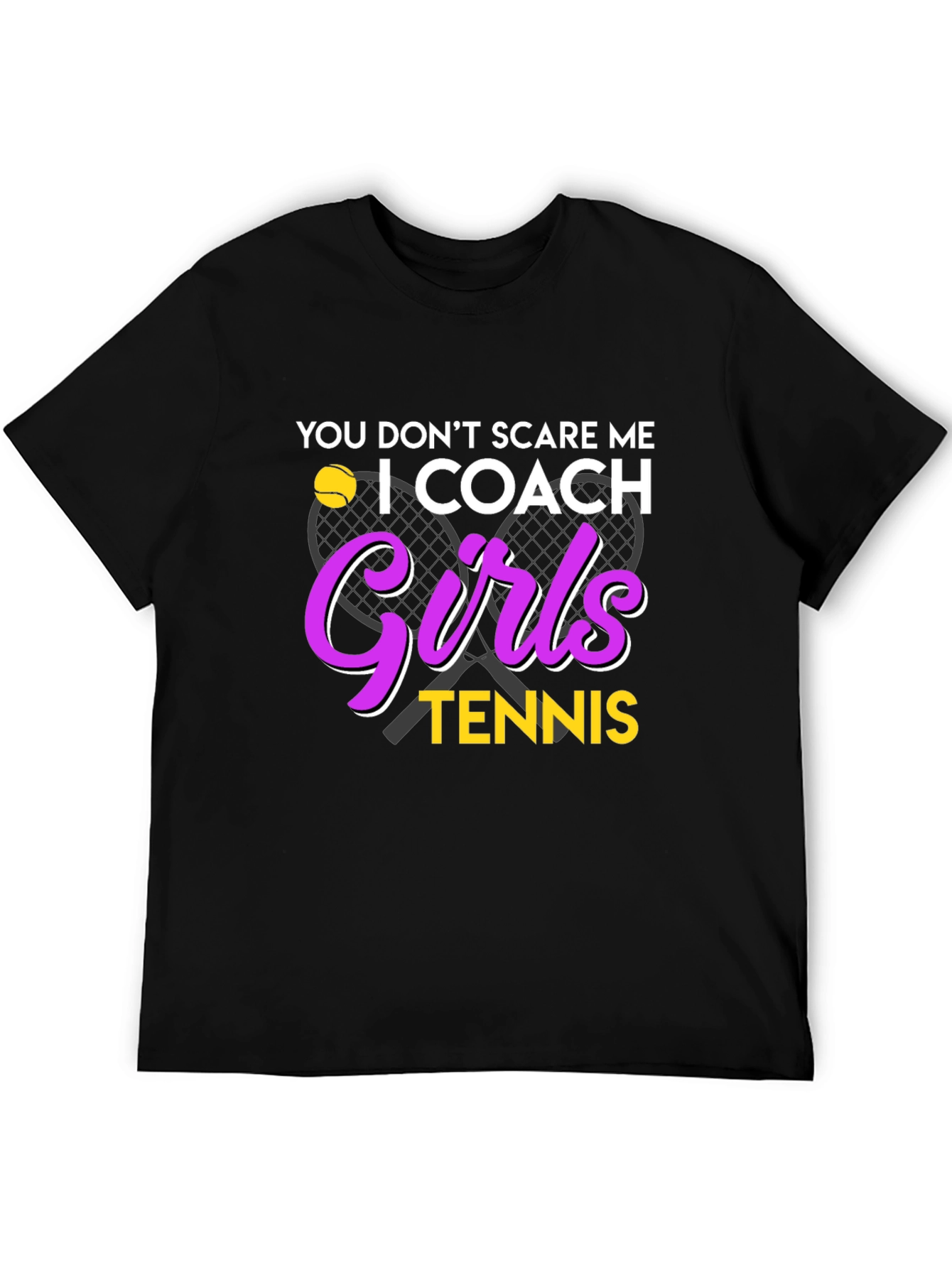 Black Funny Tennis Coach T-Shirt - Girls Tennis Design view 5
