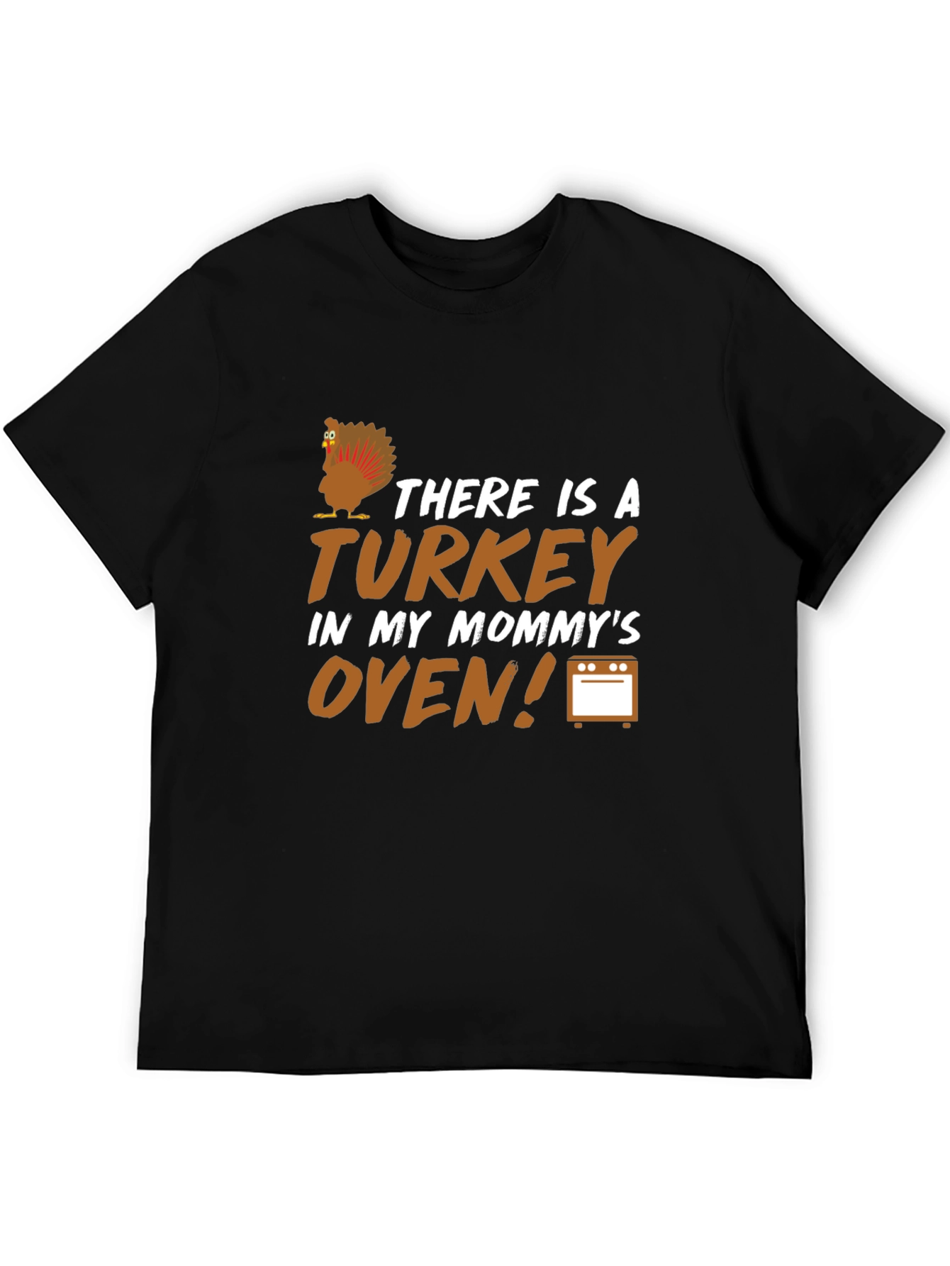 Black There is a Turkey in My Mommy's Oven Pregnancy Announcement T-Shirt view 5