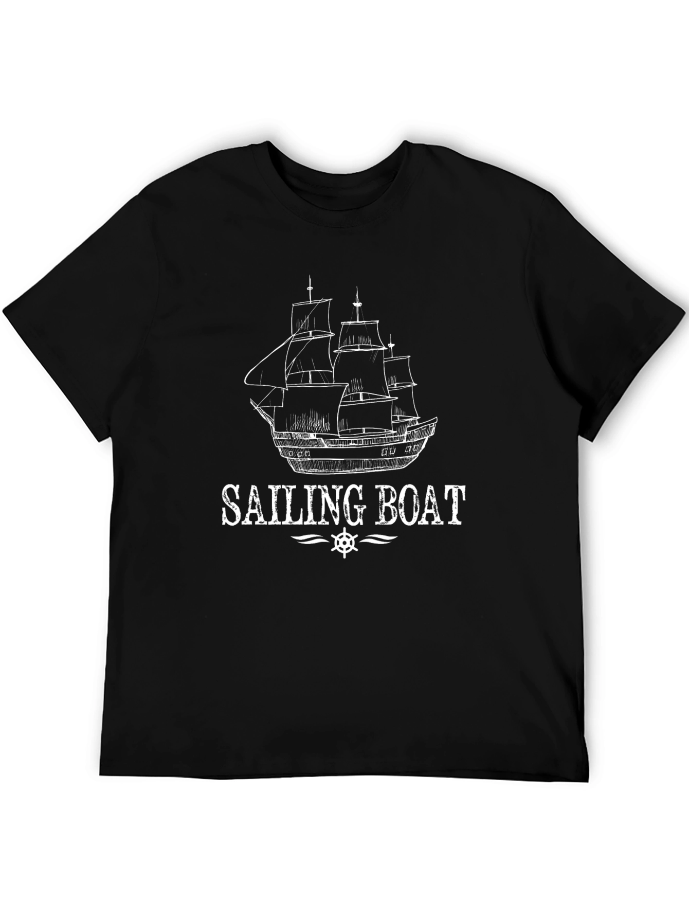Black Sailing Boat Graphic Tee | Nautical T-Shirt view 5