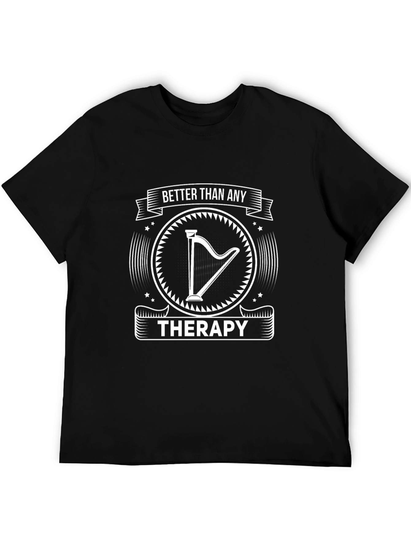 Black Better Than Any Therapy Harp T-Shirt view 5