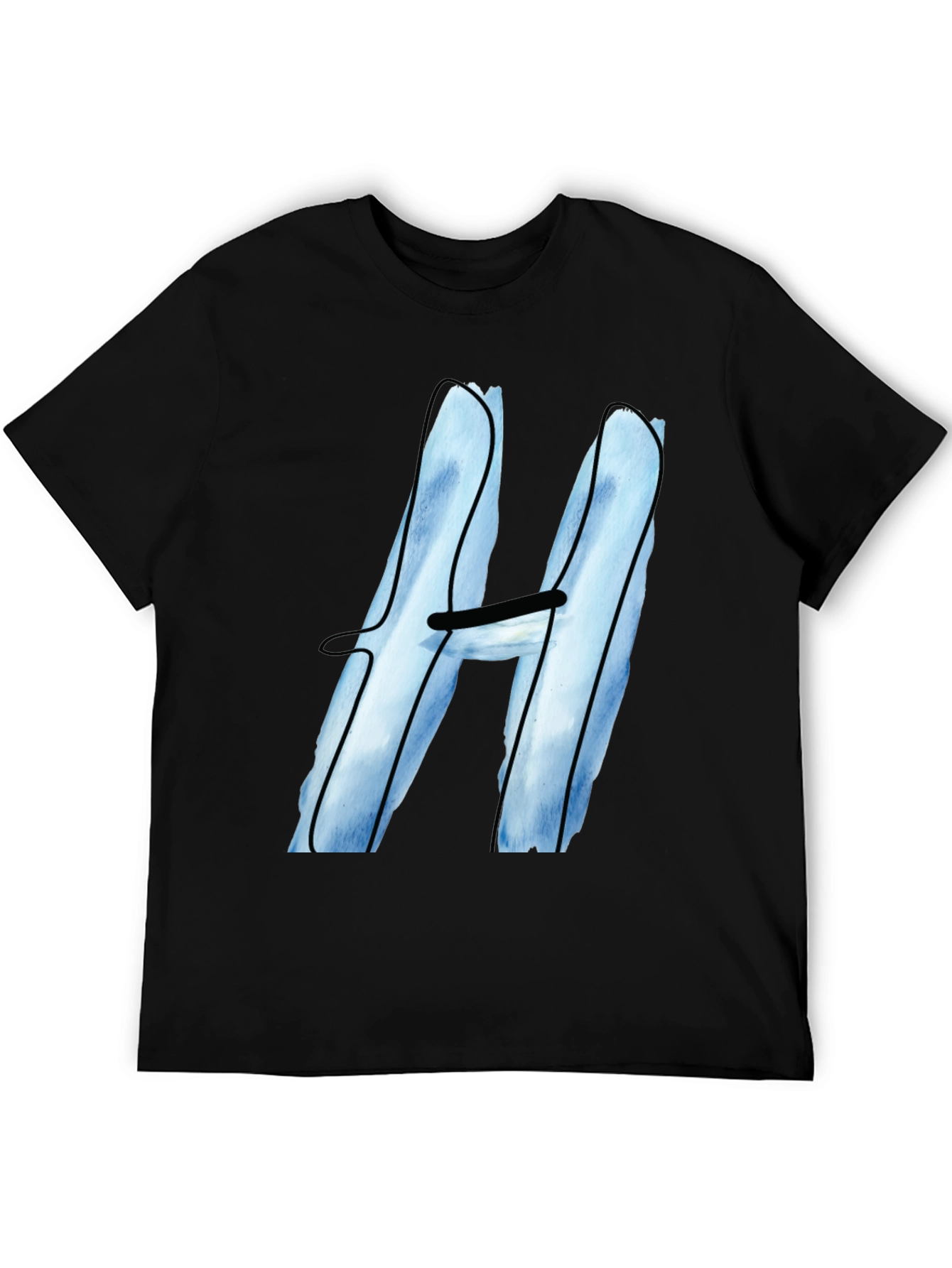 Black Cool Blue H Graphic Tee - Black Cotton Blend view 5
