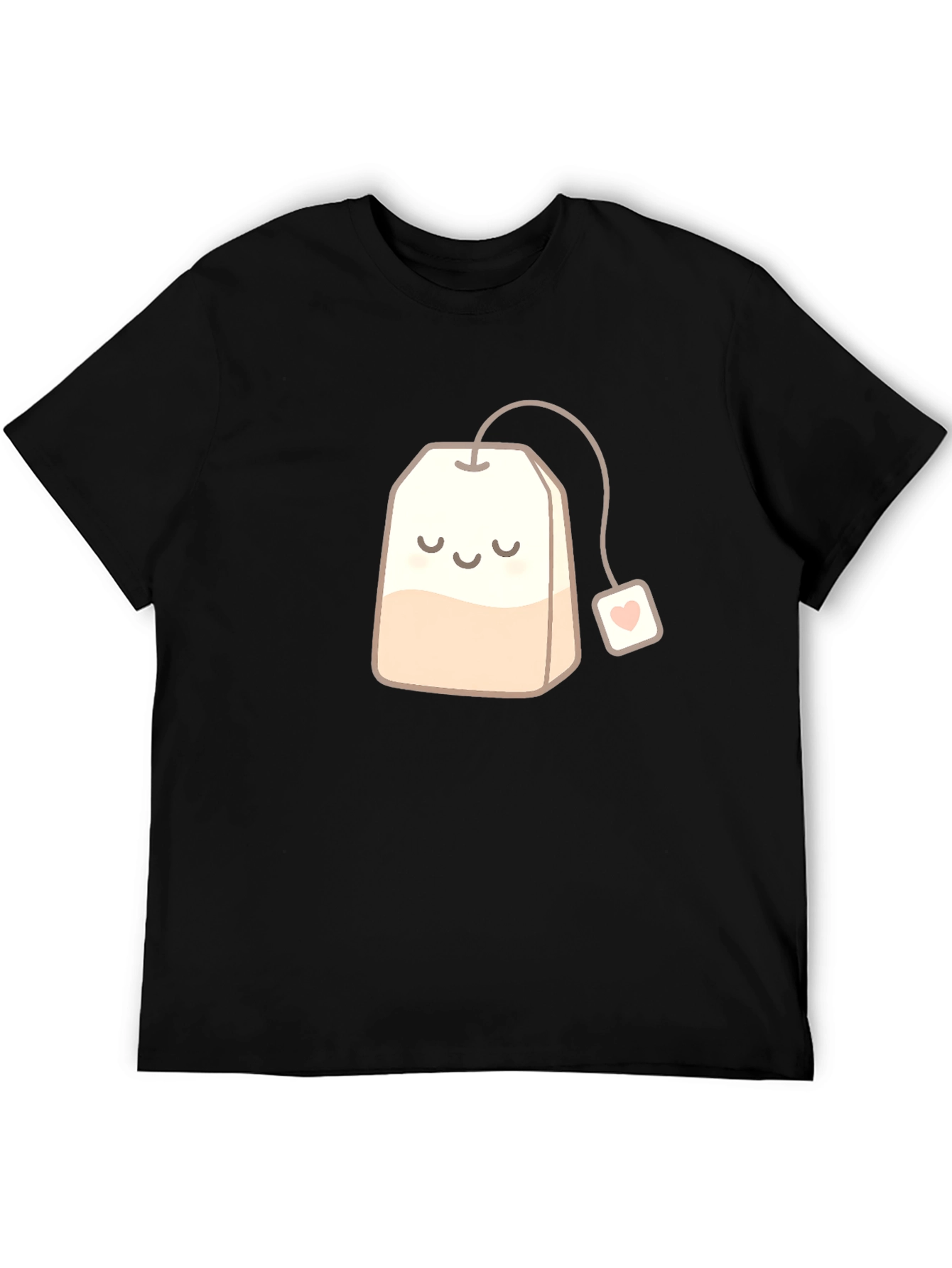 Black Cute Smiling Teabag Black T-Shirt view 5