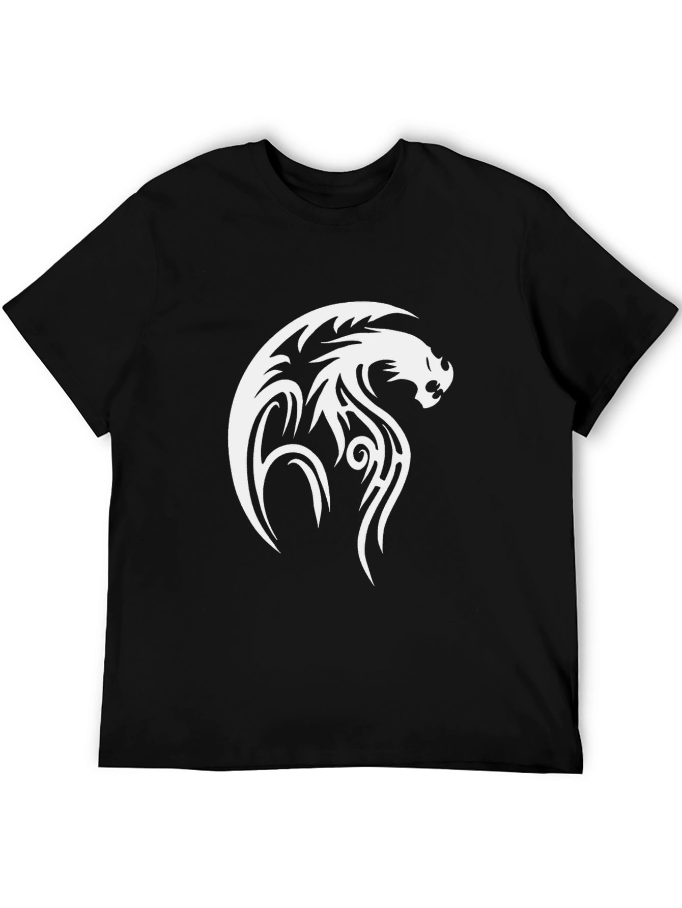 Black Tribal Dragon Graphic Tee - Black Cotton Comfort view 5