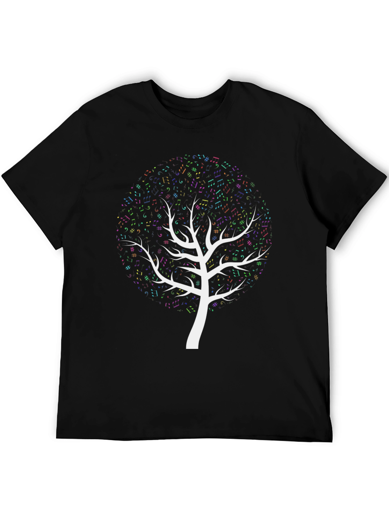 Black Music Notes Tree Graphic T-Shirt view 5