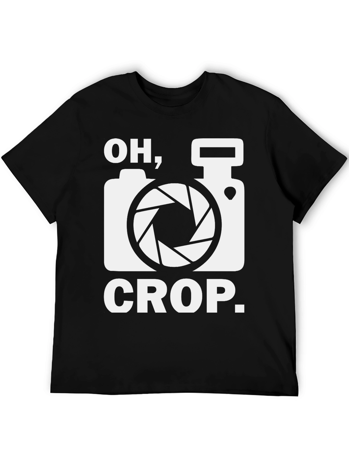 Black Oh Crop Camera Humor T-Shirt view 5
