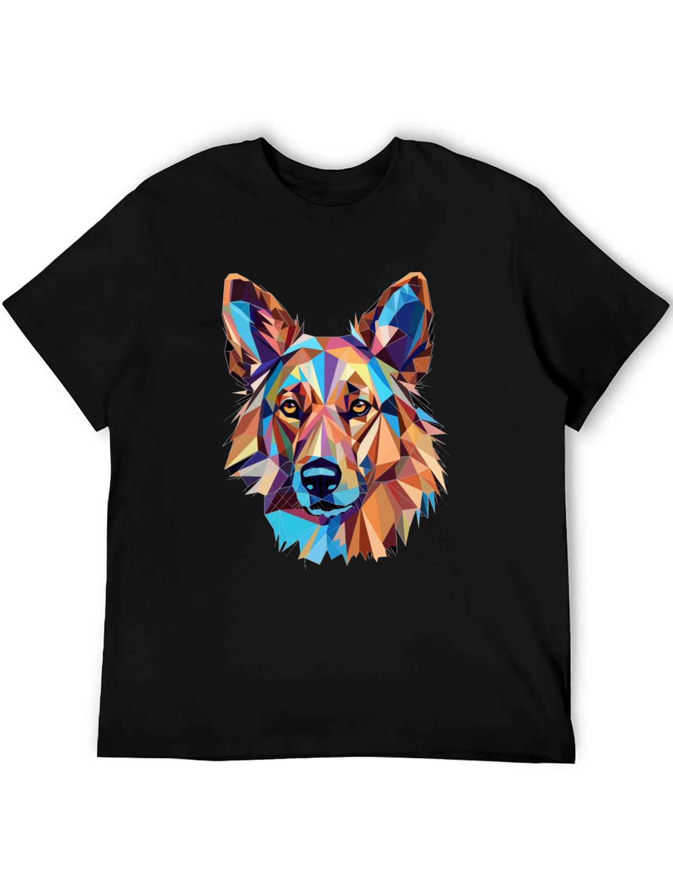 Black Geometric Dog Graphic Black T-Shirt view 5