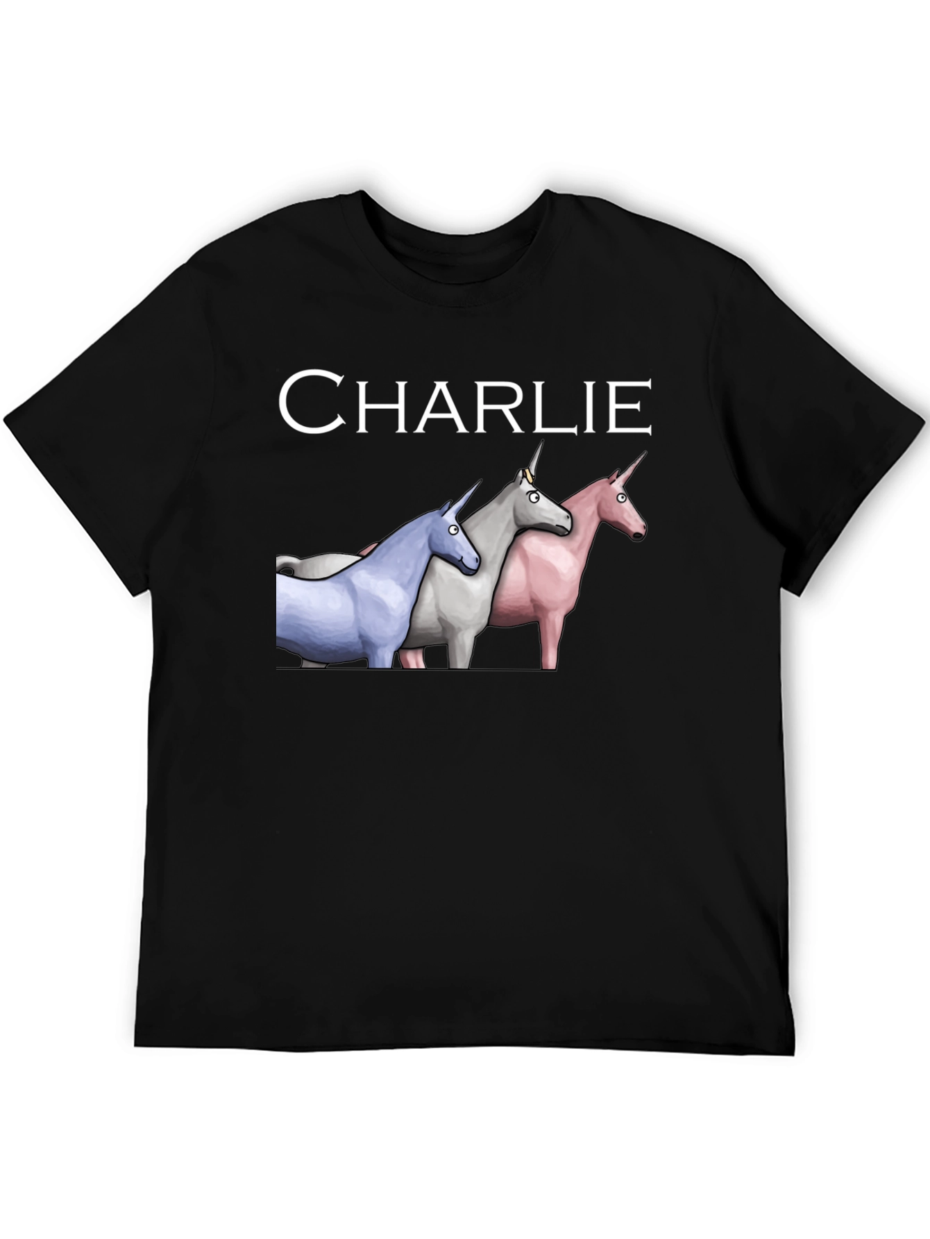 Black Charlie Unicorns Black T-Shirt view 5