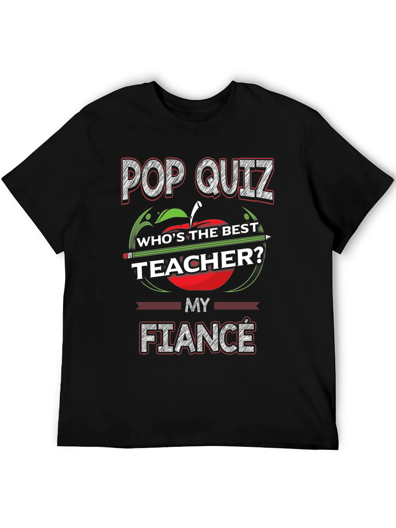 Black Pop Quiz My Fiance Teacher T-Shirt view 5