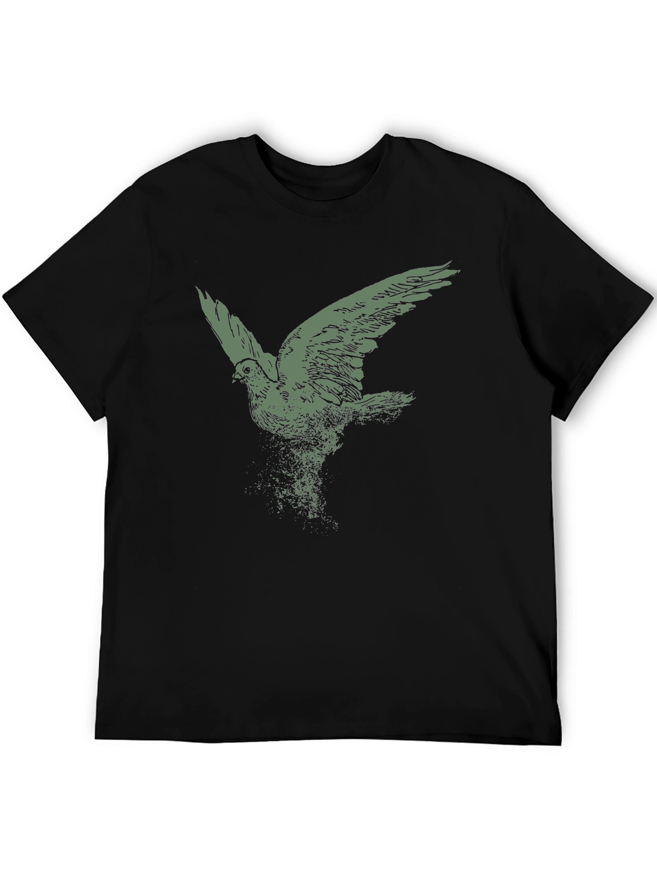 Black Men's Black T-Shirt with Flying Bird Graphic view 5