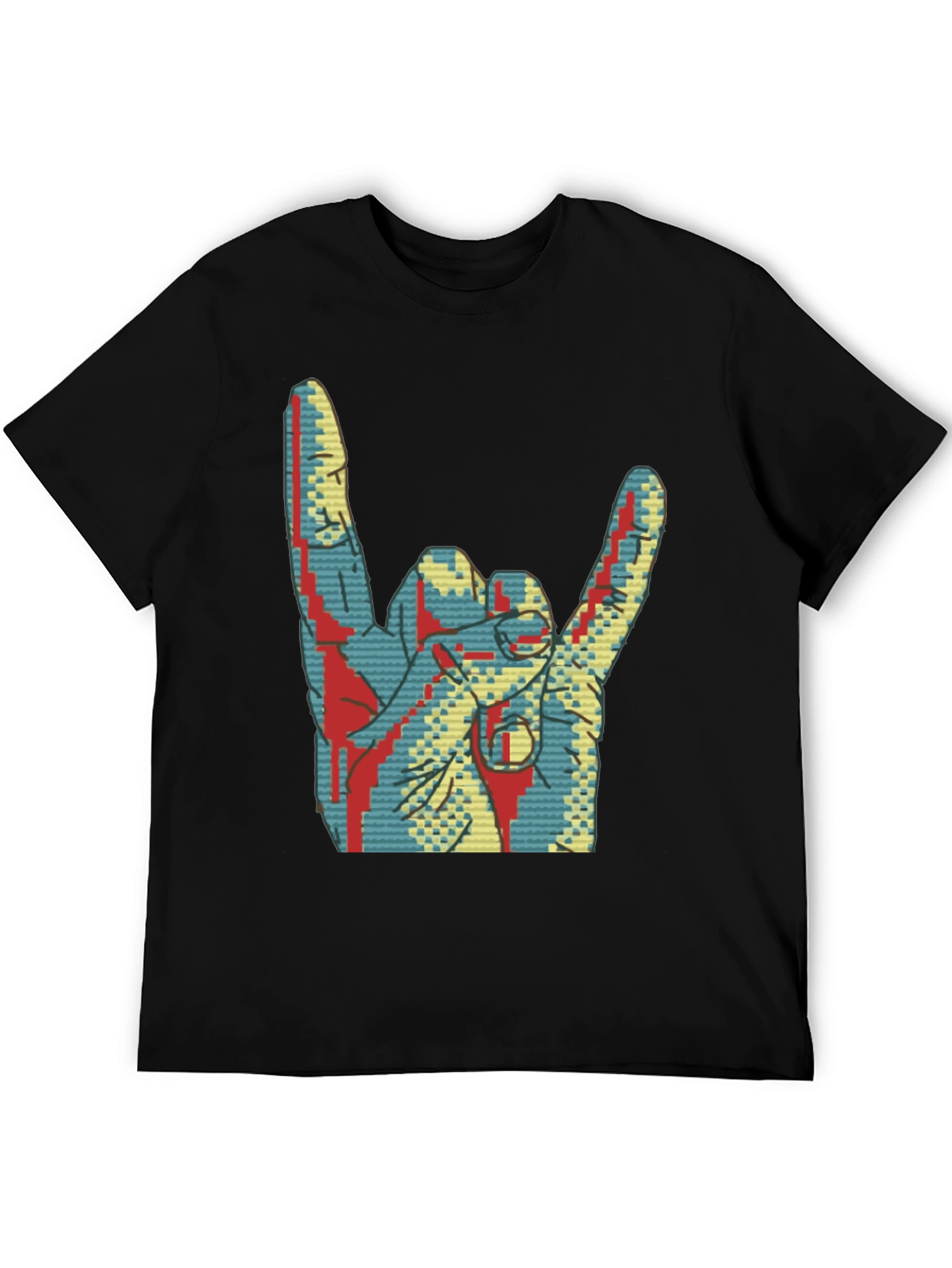 Black Rock On! Graphic Tee - Cool Hand Gesture Shirt view 5