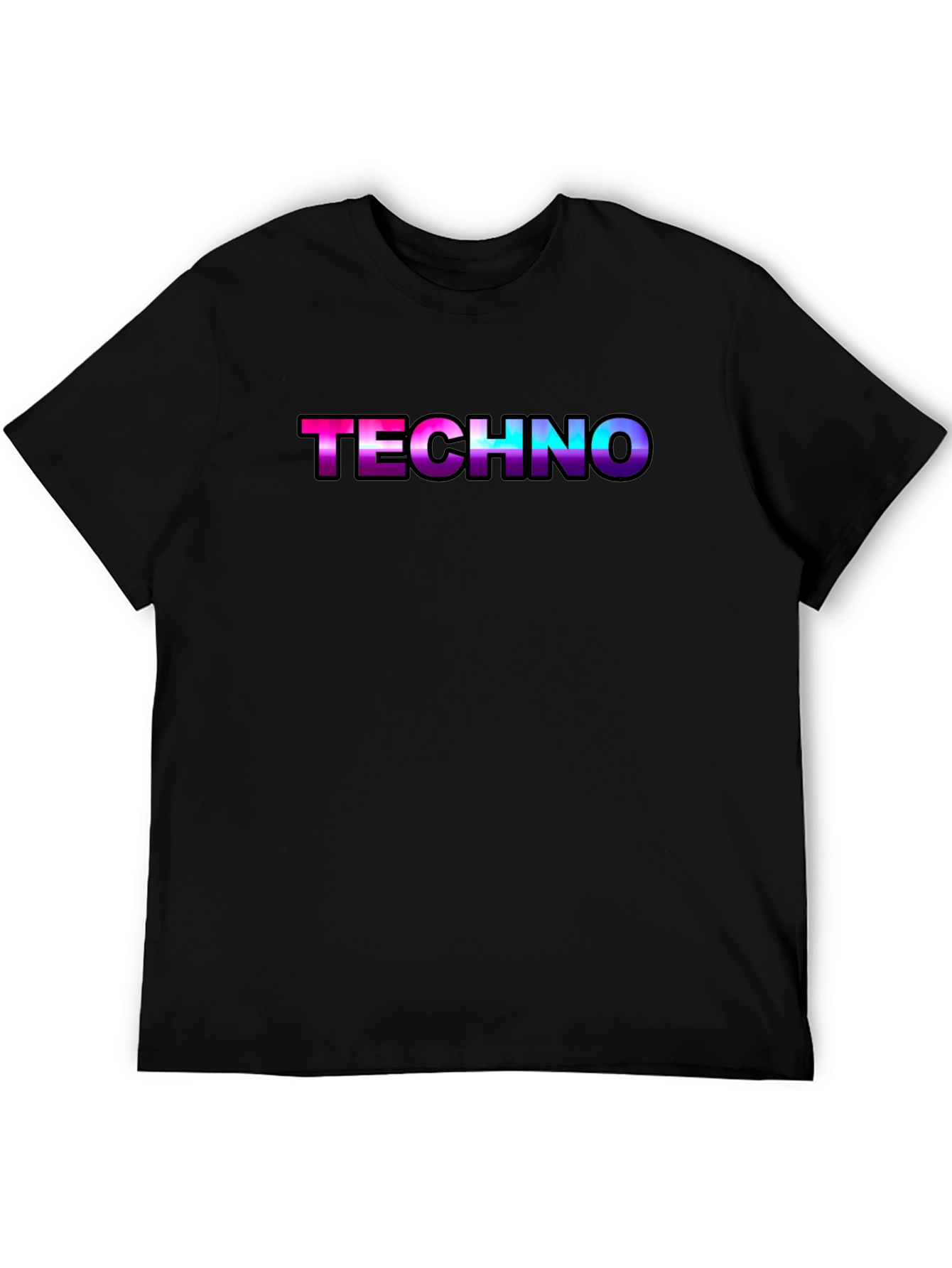 Black Techno Music T-Shirt - Retro Gradient Design view 5