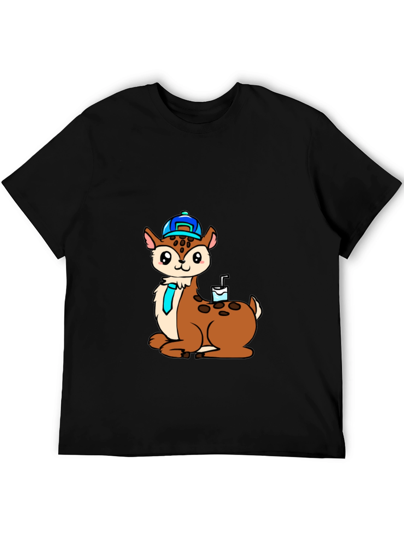 Black Cartoon Deer T-Shirt view 5