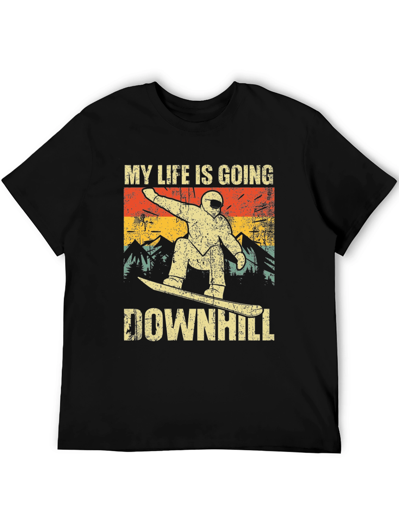 Black My Life is Going Downhill Snowboarder T-Shirt view 5
