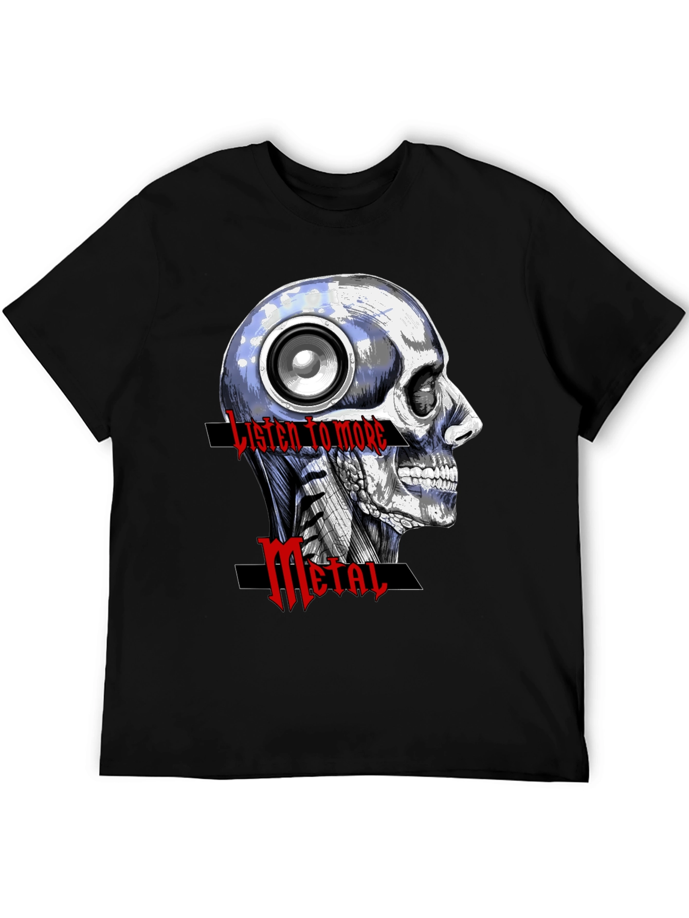 Black Listen to More Metal Graphic T-Shirt view 5