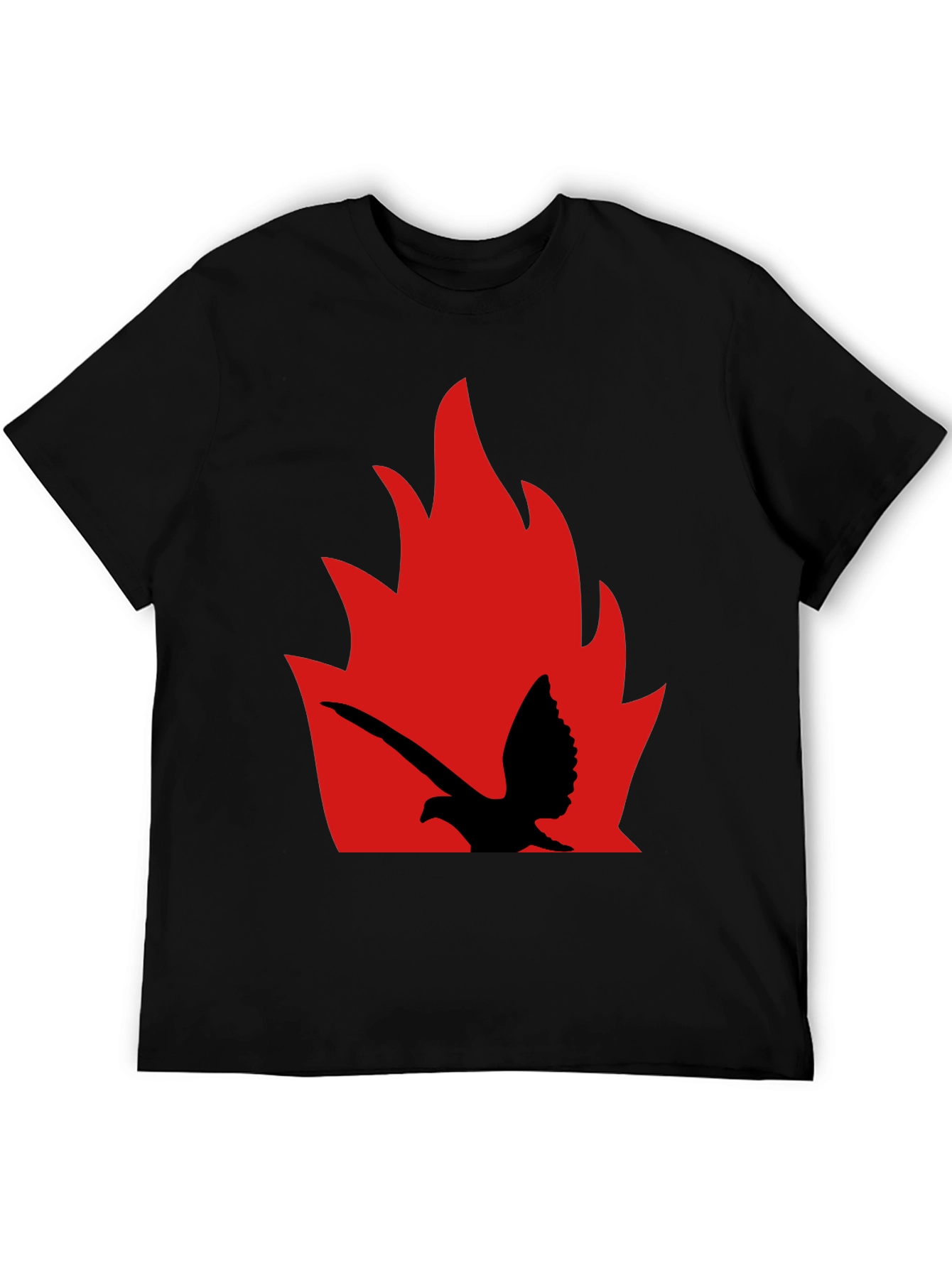 Black Fiery Bird Graphic Tee - Bold Black Shirt view 5