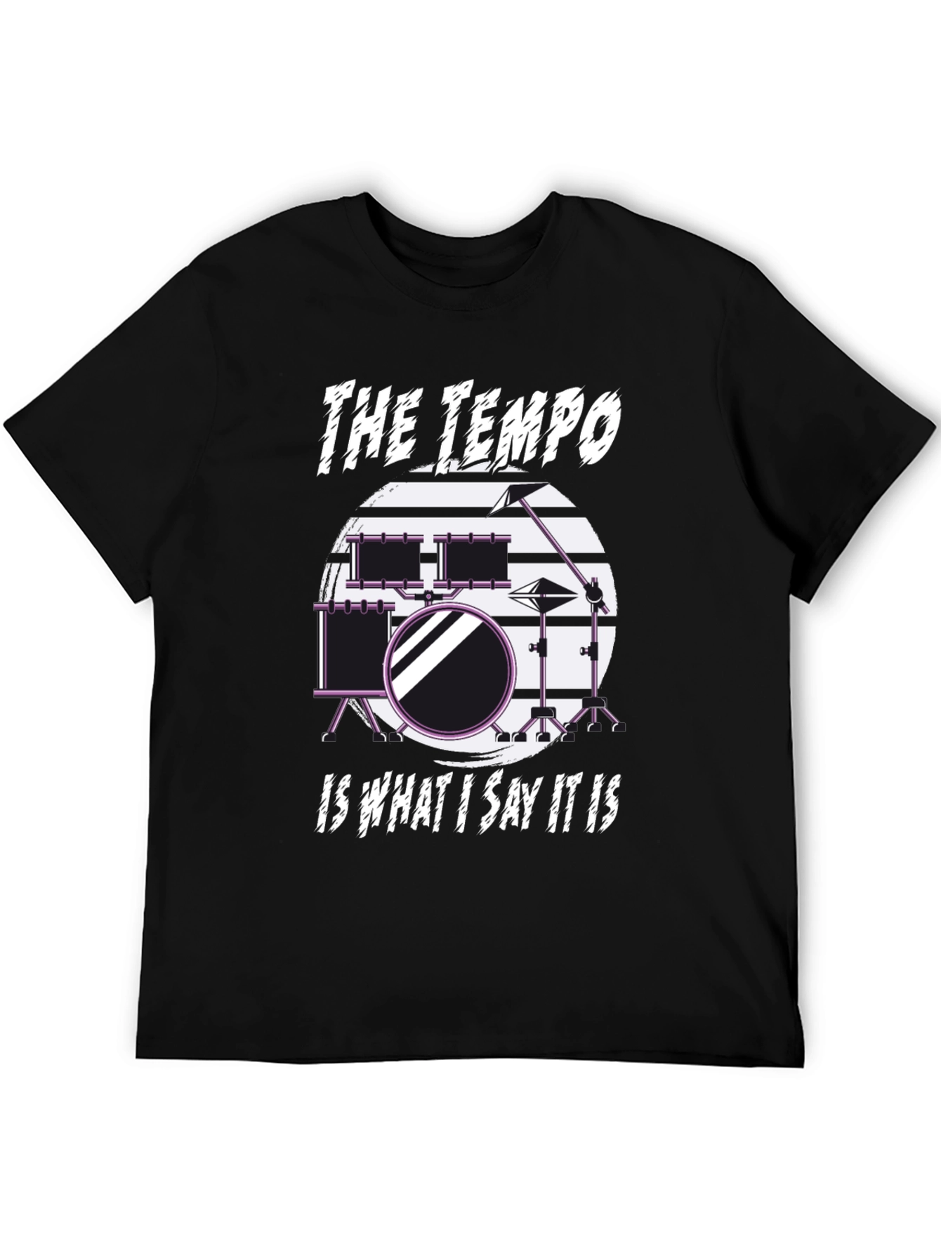 Black The Tempo Drummer T-Shirt - Music Lover Tee view 5