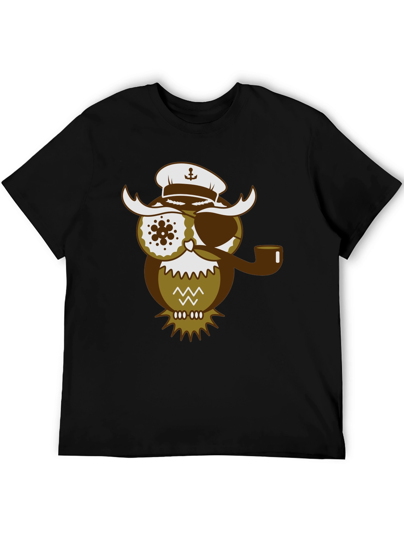 Black Pirate Owl Graphic T-Shirt - Unique Design Tee view 5