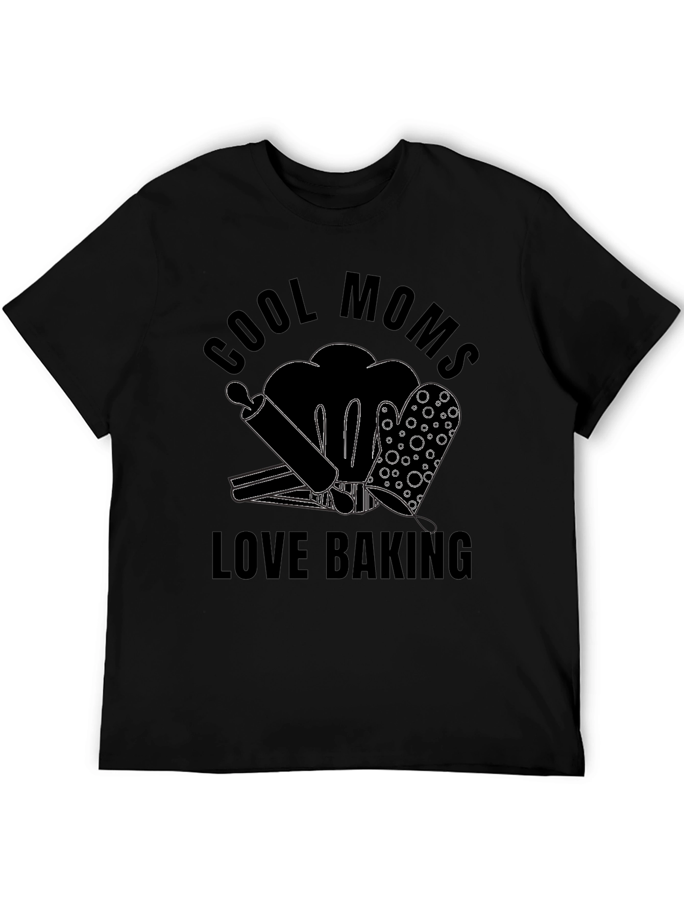 Black Cool Moms Love Baking T-Shirt view 5