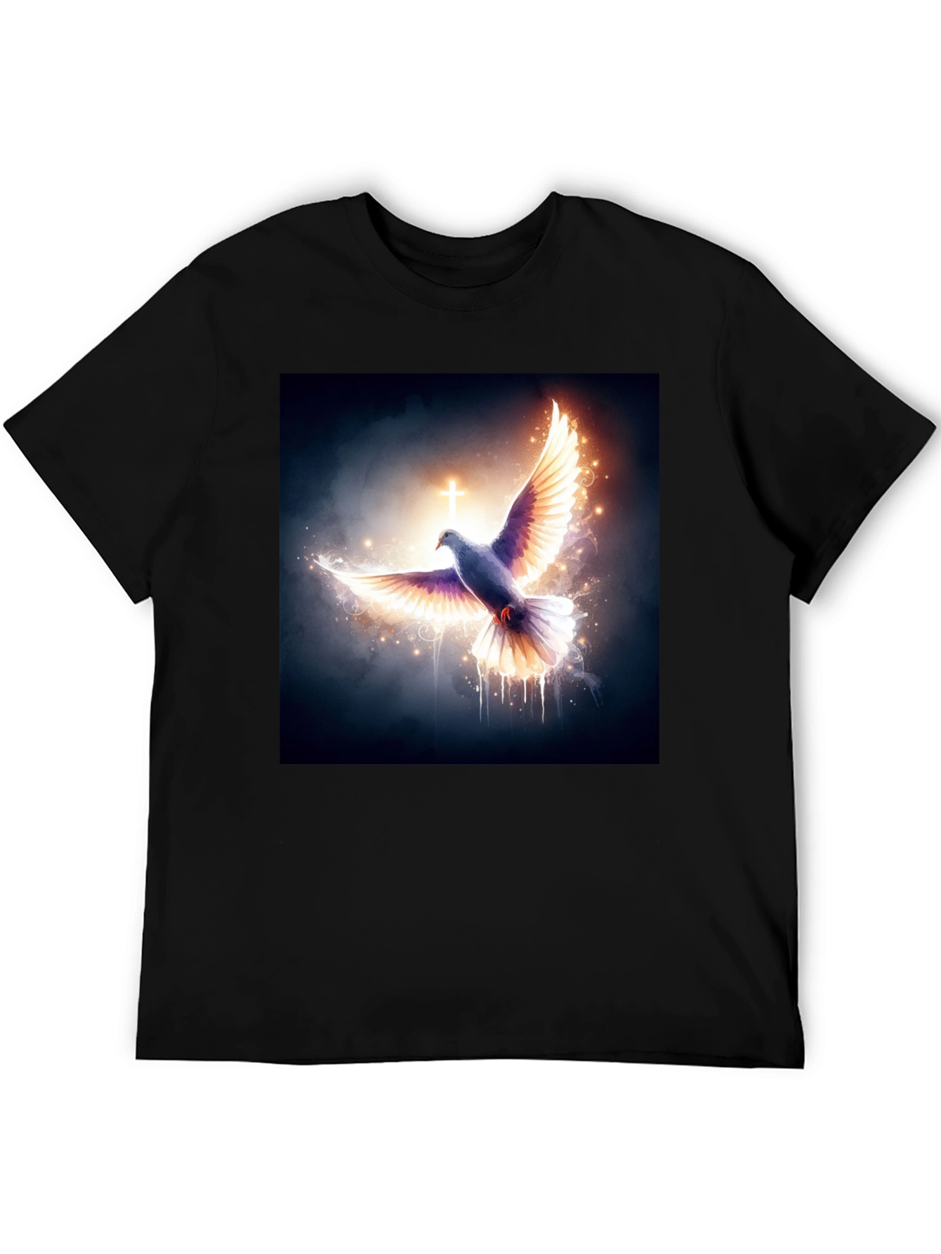 Dove & Cross Graphic Black T-Shirt - 5