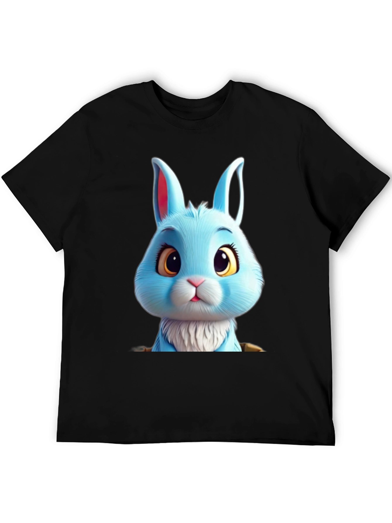 Black Cute Blue Bunny Graphic Tee - Soft & Stylish view 5