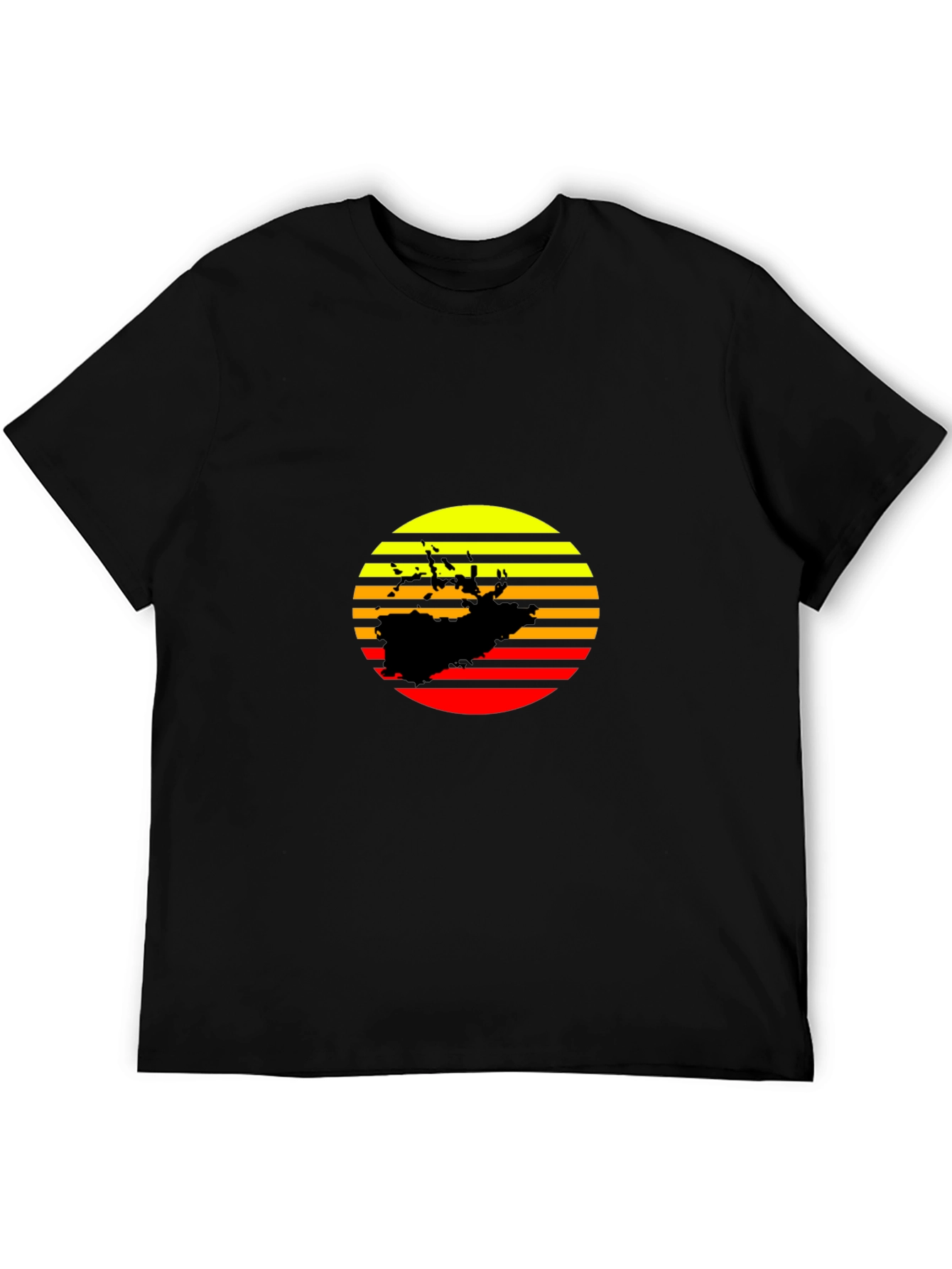 Black Sunset Silhouette Graphic Tee - Retro Style Black T-Shirt view 5