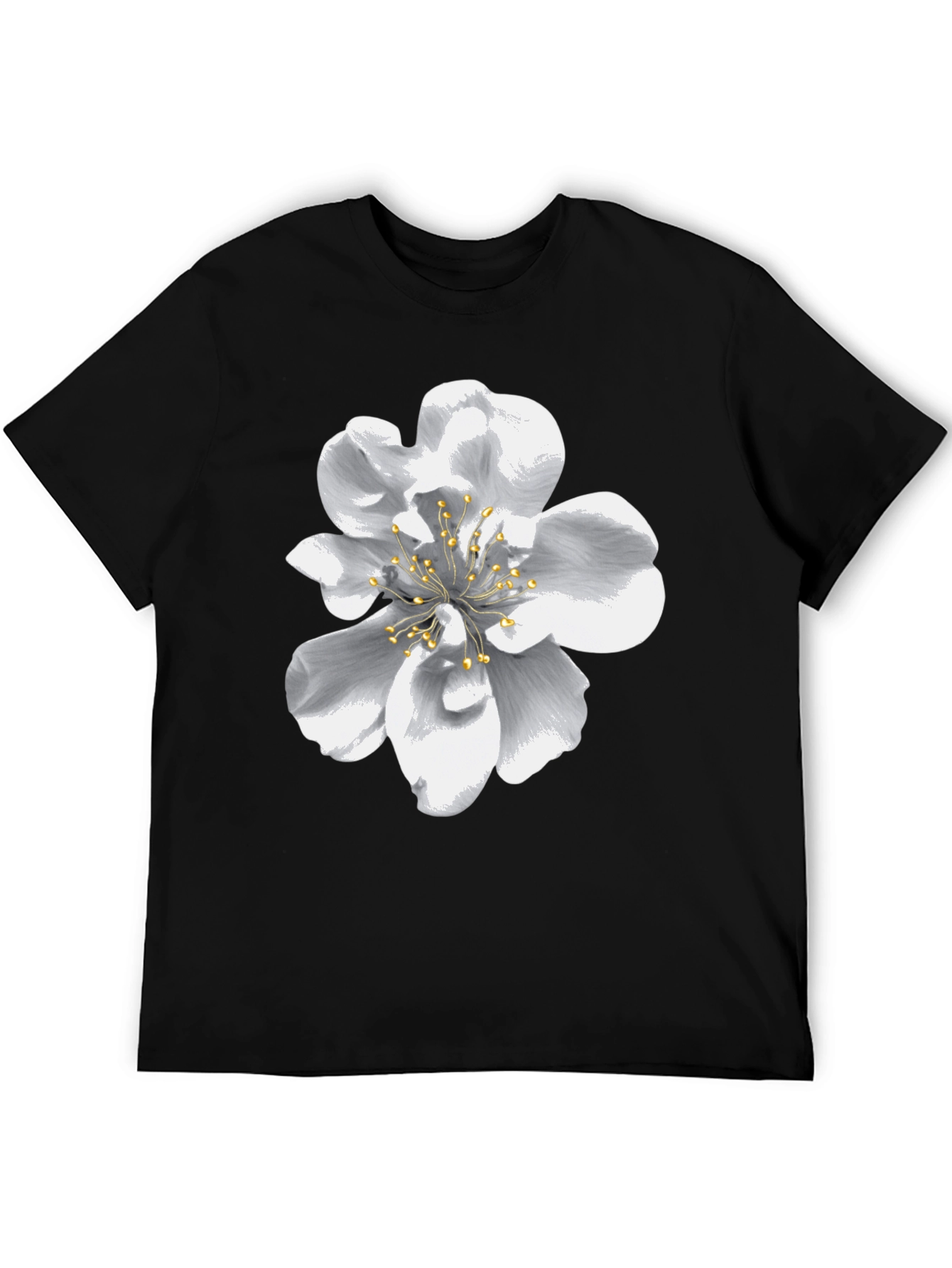 Black Black T-Shirt with Floral Design view 5