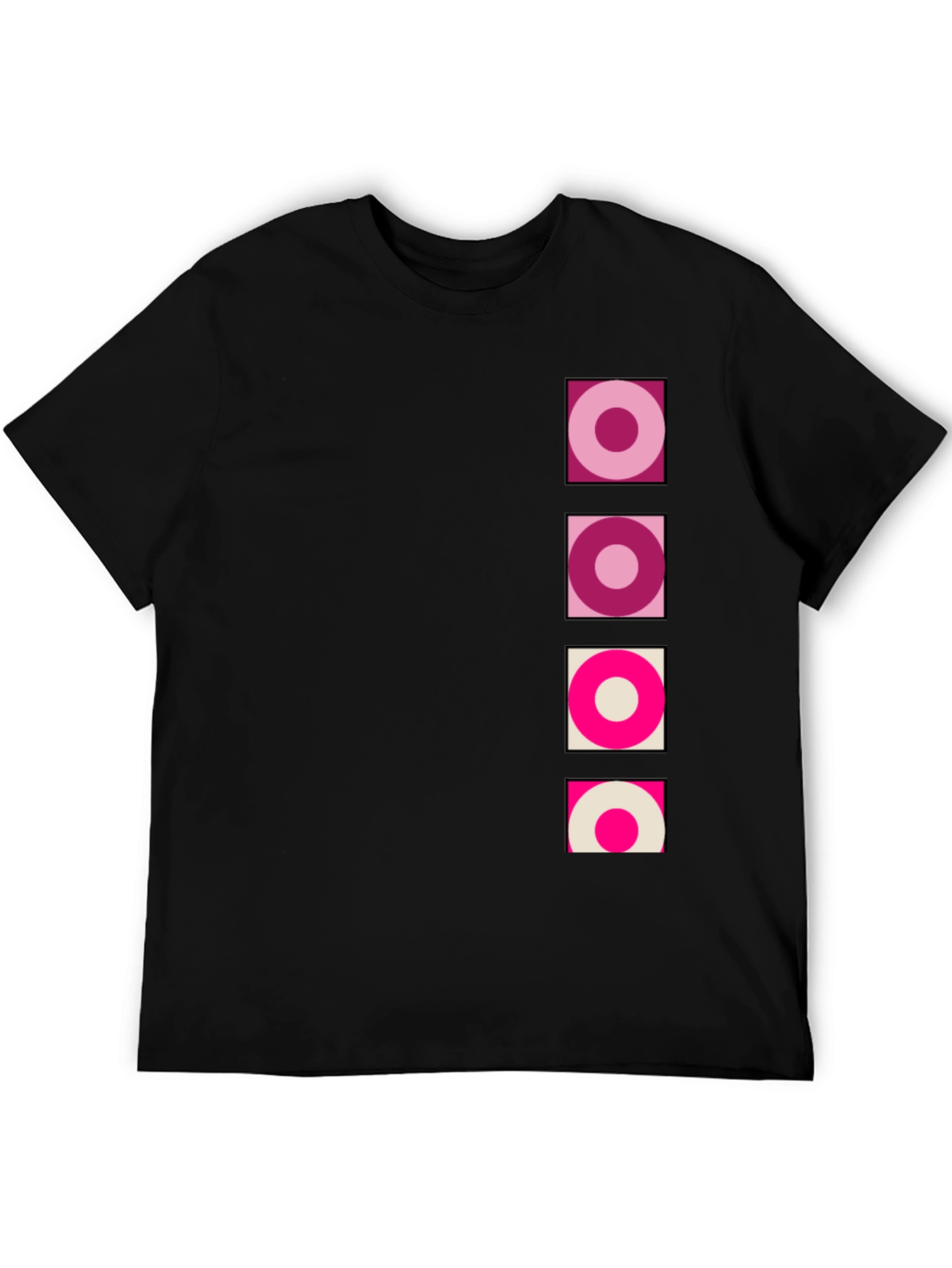 Black Retro Circle Design Black T-Shirt view 5