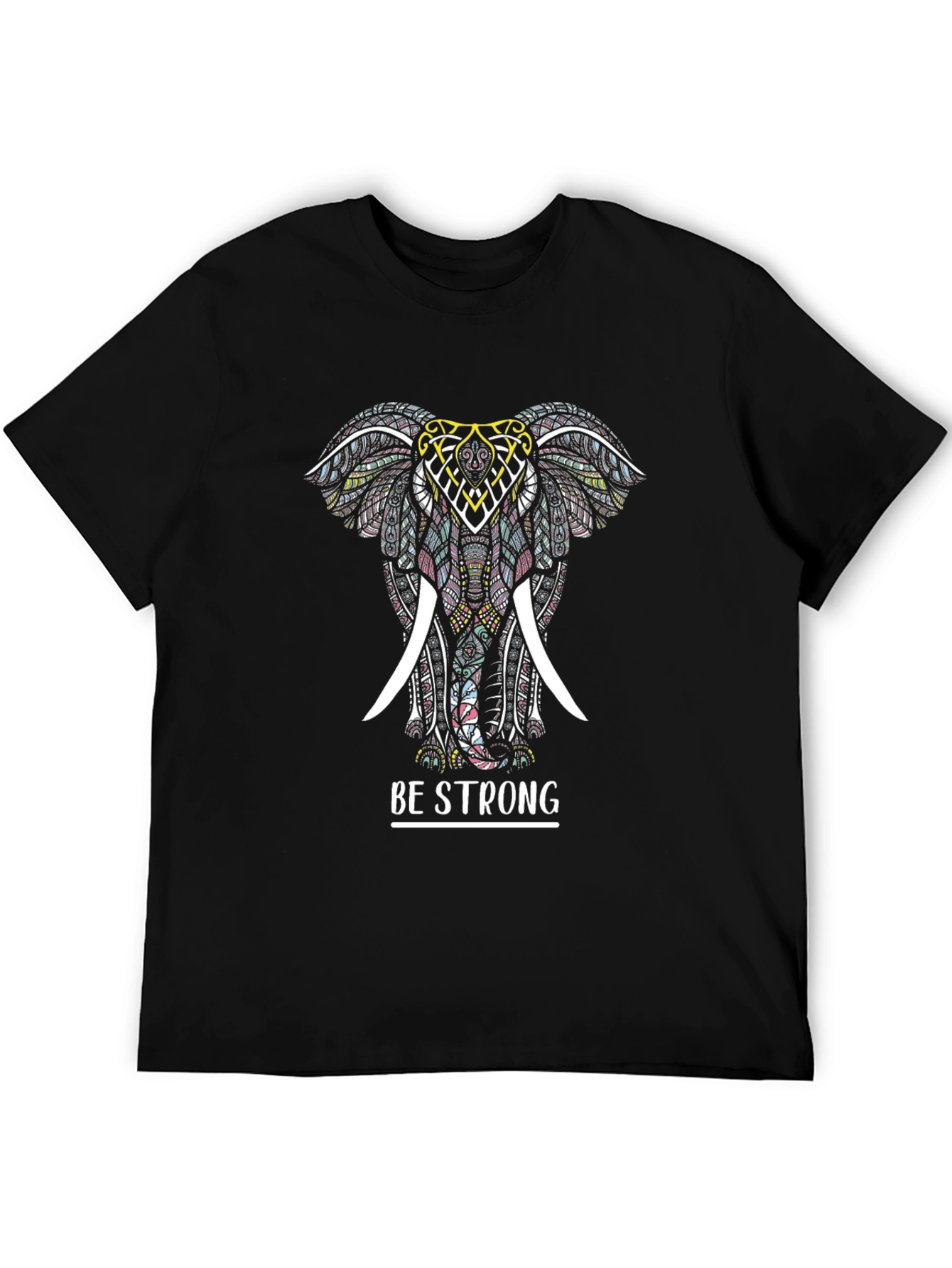 Black Be Strong Elephant Graphic Print Tee - Trendy Comfort view 5