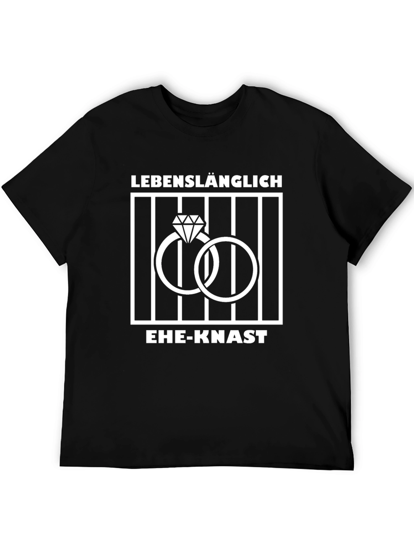 Black Lifelong Marriage Sentence T-Shirt - Funny Wedding Rings Design view 5