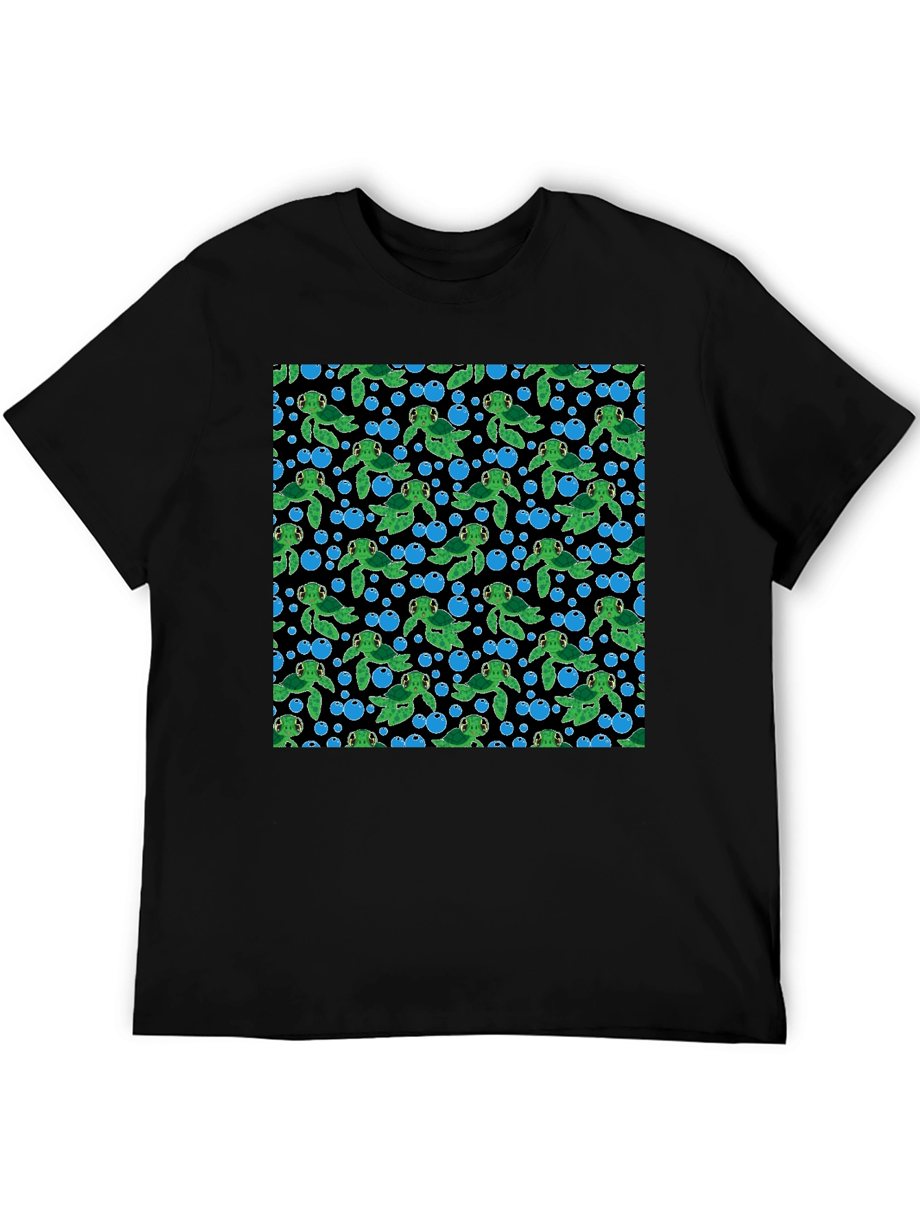 Black Turtle Bubbles Black T-Shirt view 5