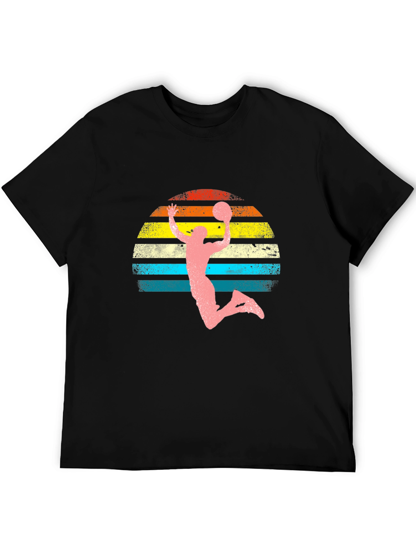 Black Vintage Basketball Sunset Graphic Tee view 5