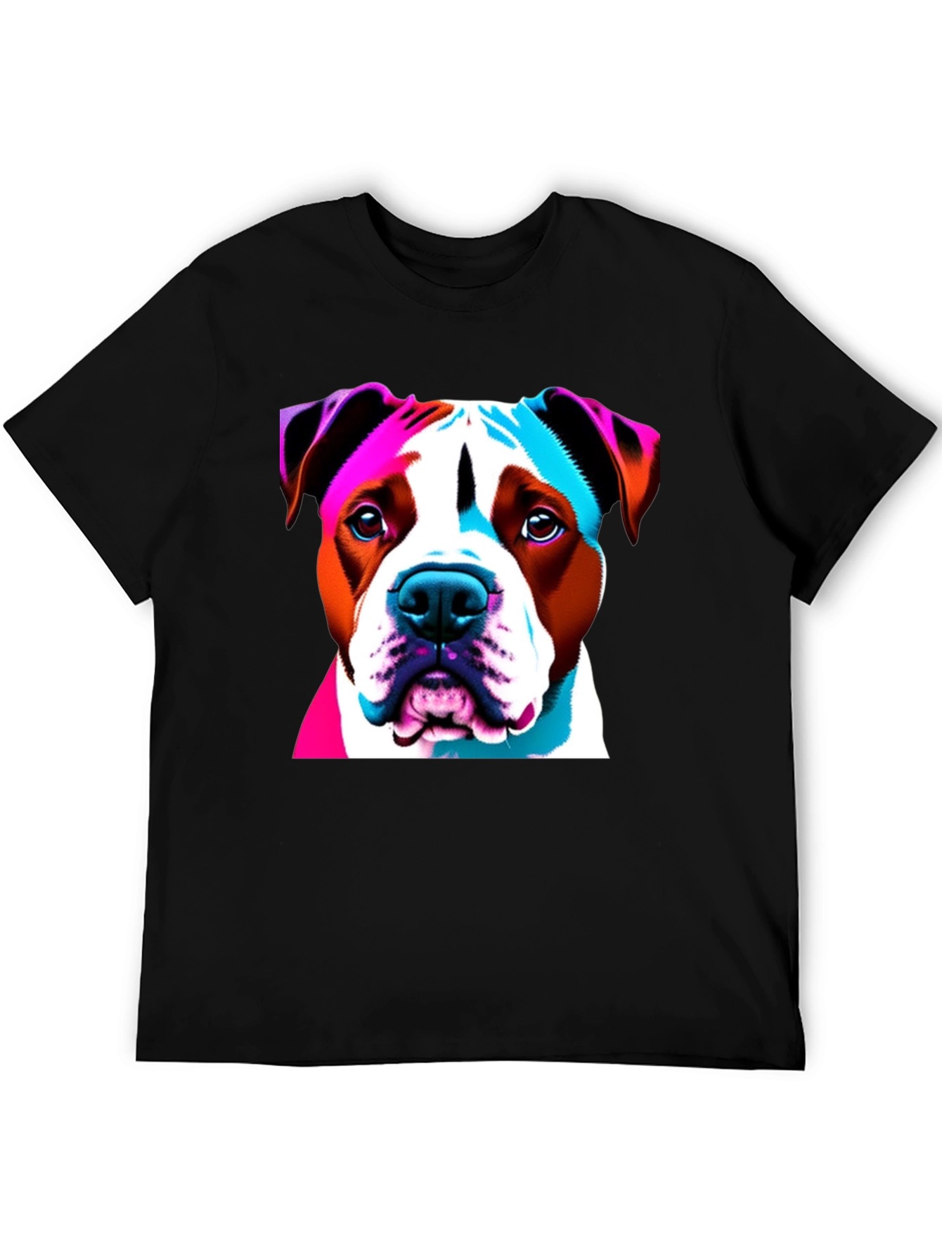 Black Vibrant Dog Graphic Tee - Unisex Black T-Shirt view 5