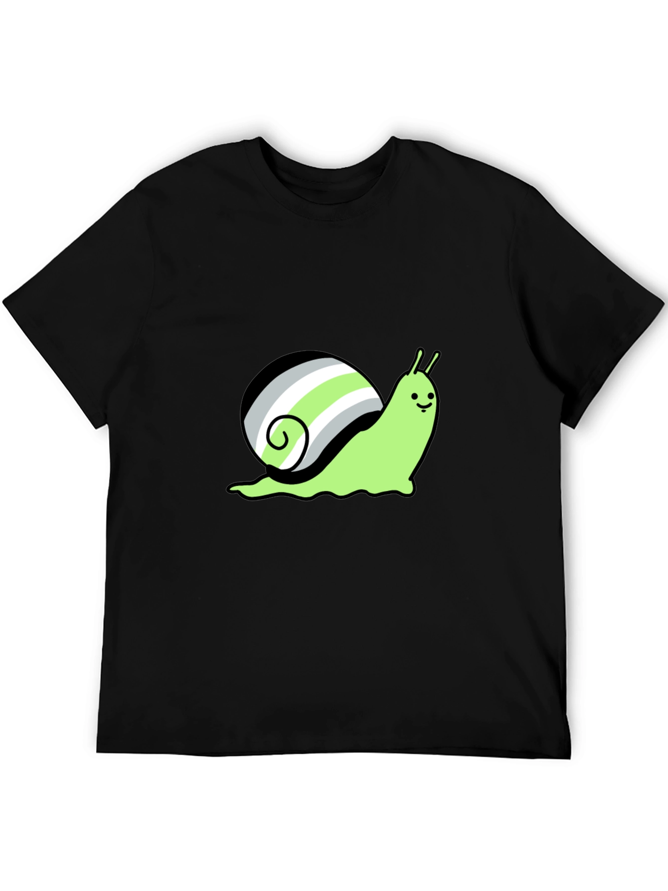 Black Agender Pride Snail T-Shirt - Black view 5