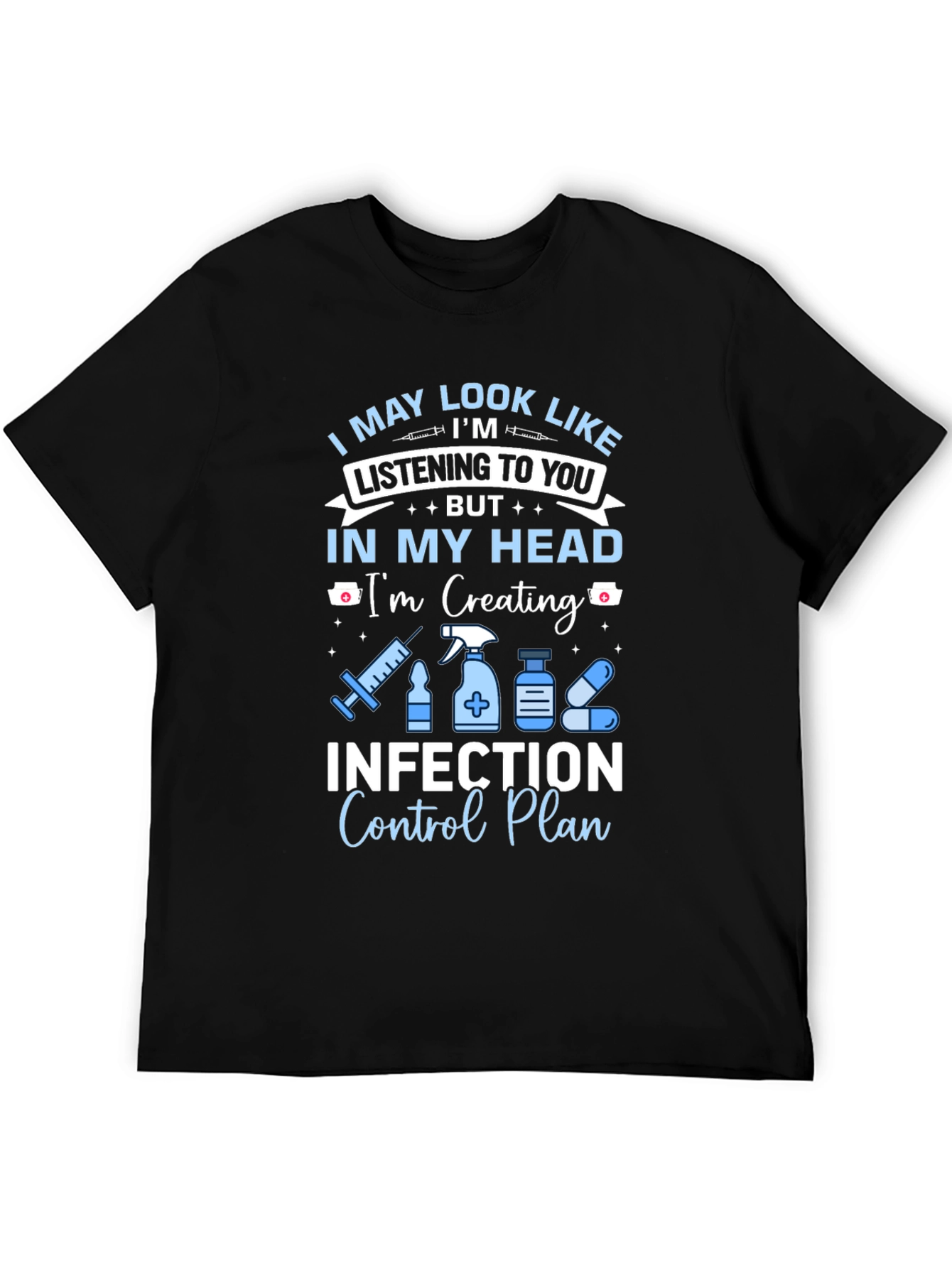 Black Infection Control Nurse T-Shirt view 5