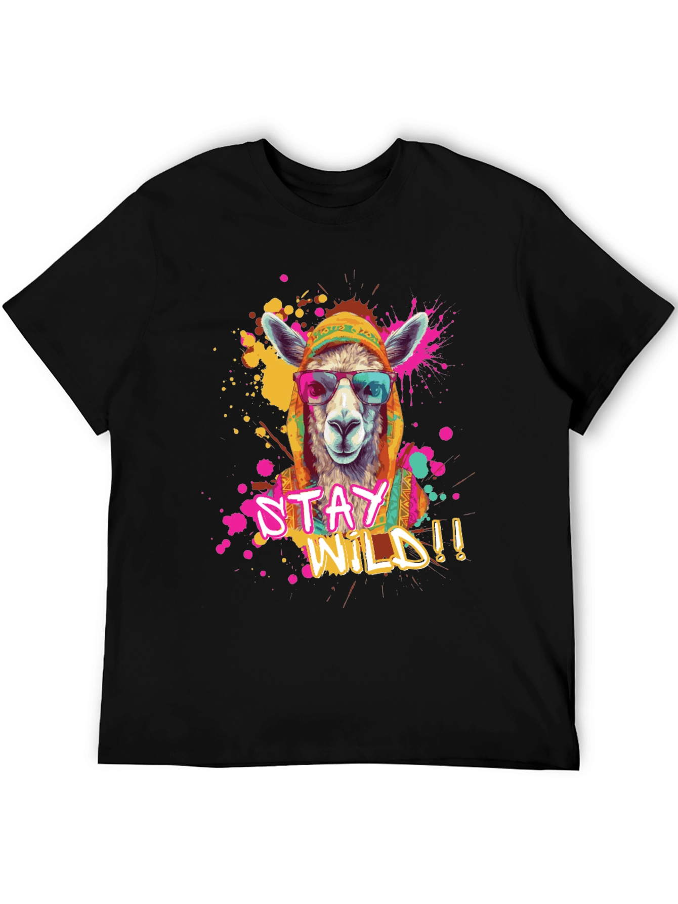 Black Stay Wild Llama Graphic Tee view 5