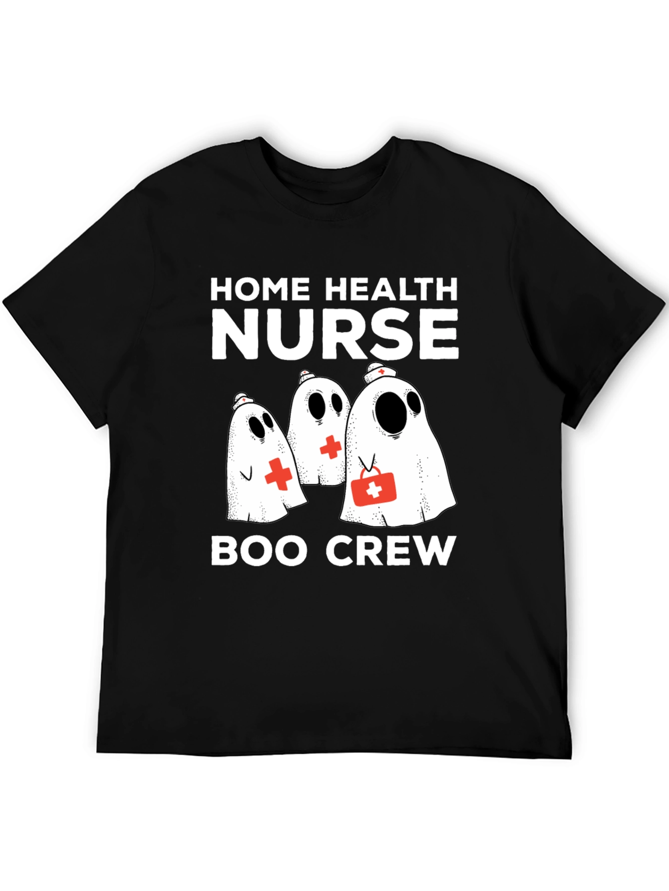 Black Home Health Nurse Boo Crew T-Shirt view 5