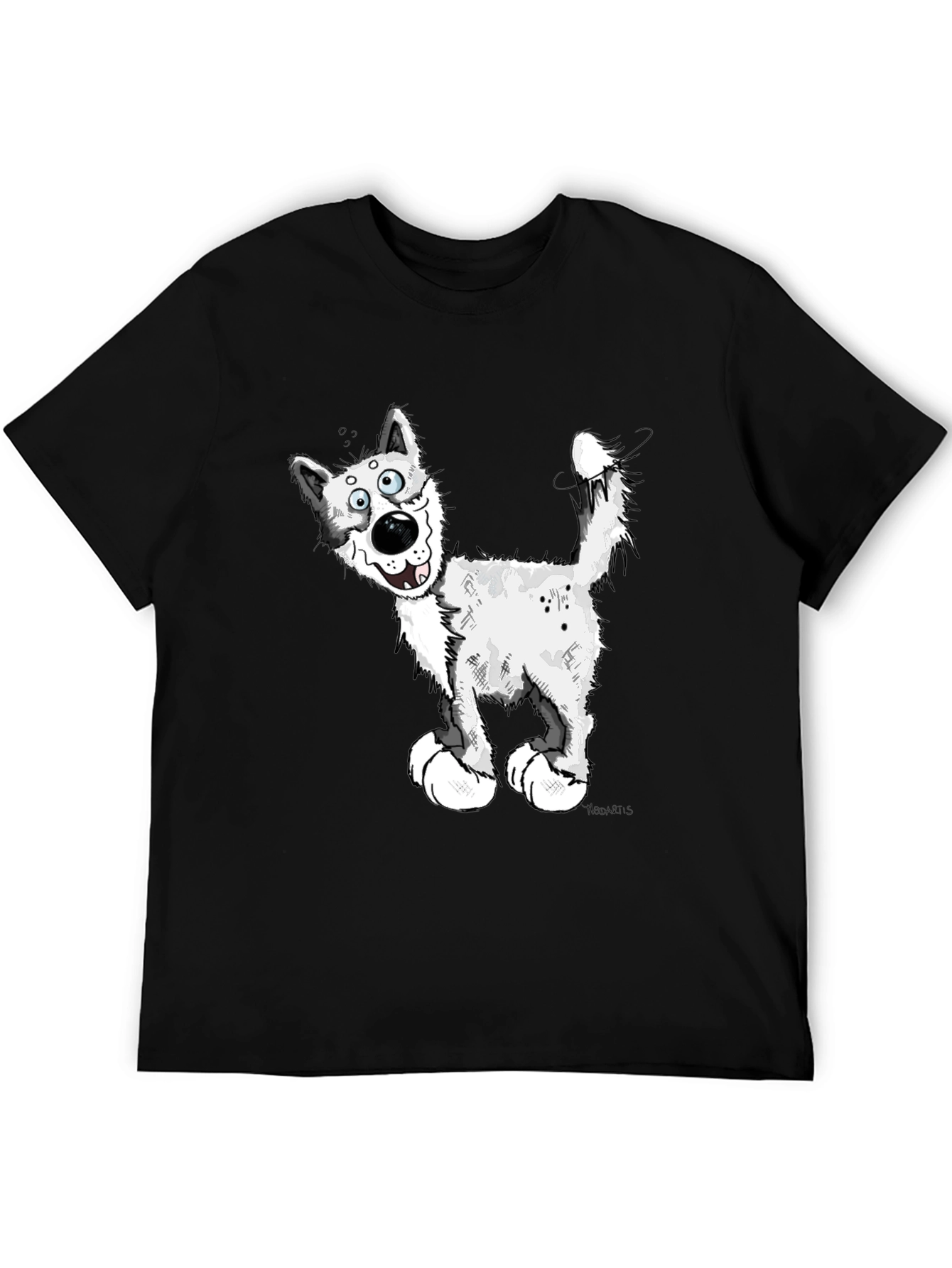 Black Cartoon Dog Graphic T-Shirt view 5