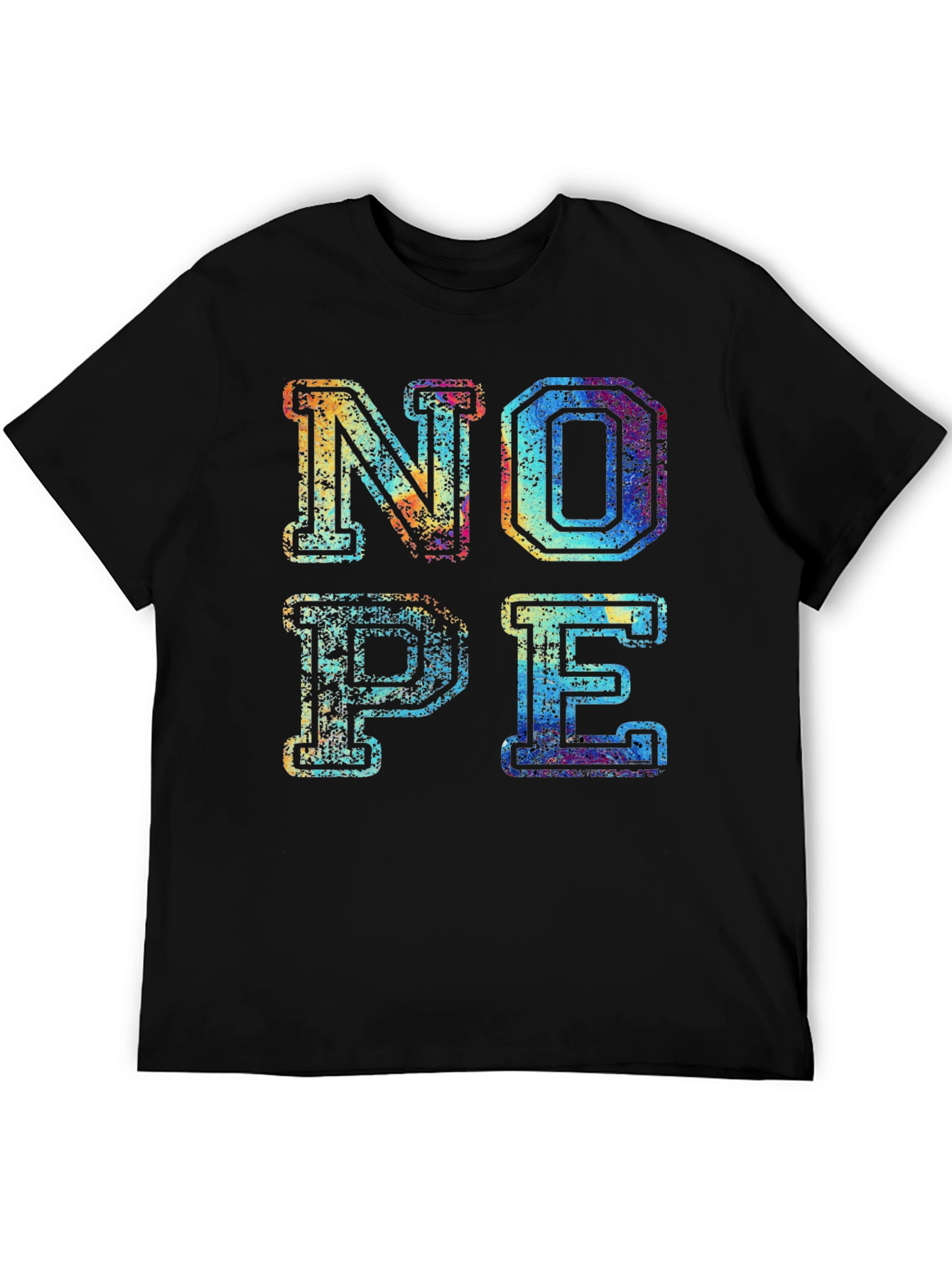 Black Retro "NOPE" Graphic Print Men's T-Shirt view 5