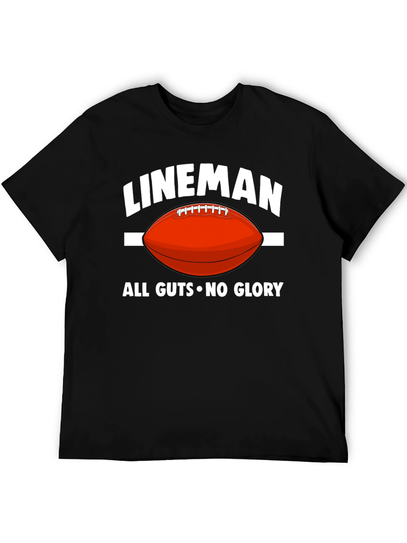 Black Lineman All Guts No Glory Football T-Shirt view 5