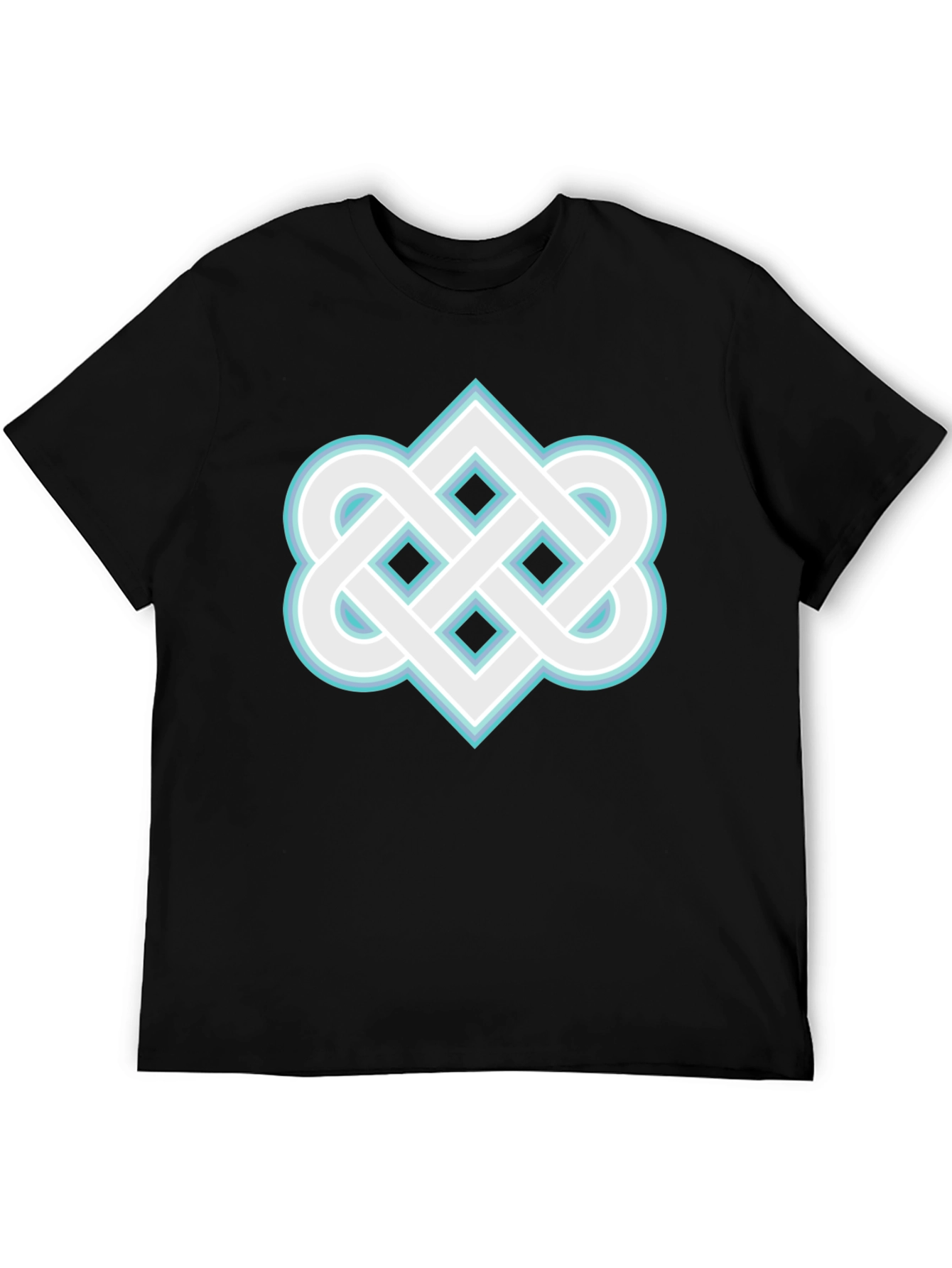 Black Geometric Knot Graphic Tee - Black Cotton Blend Shirt view 5