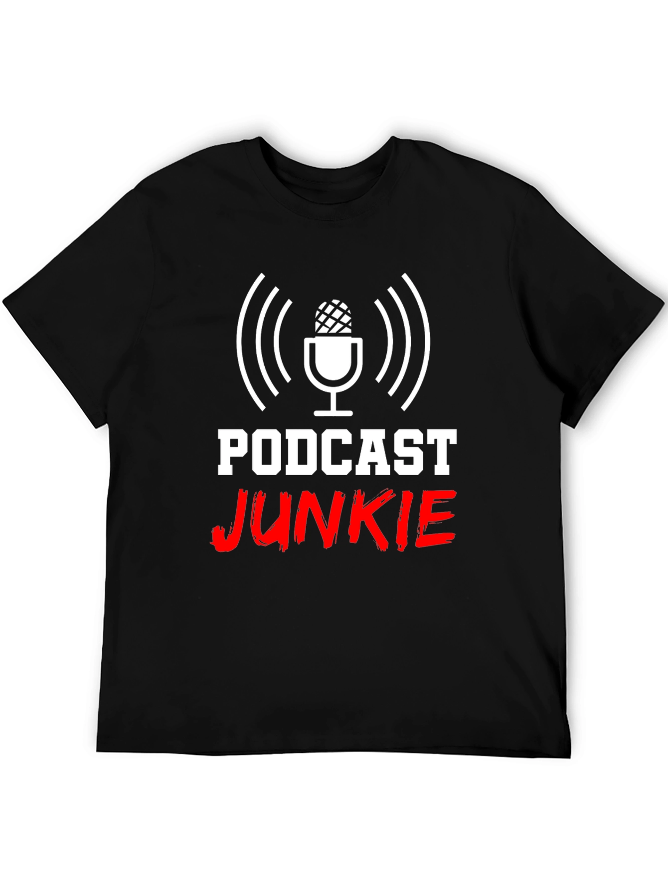 Black Podcast Junkie T-Shirt - Funny Audio Lover Tee view 5
