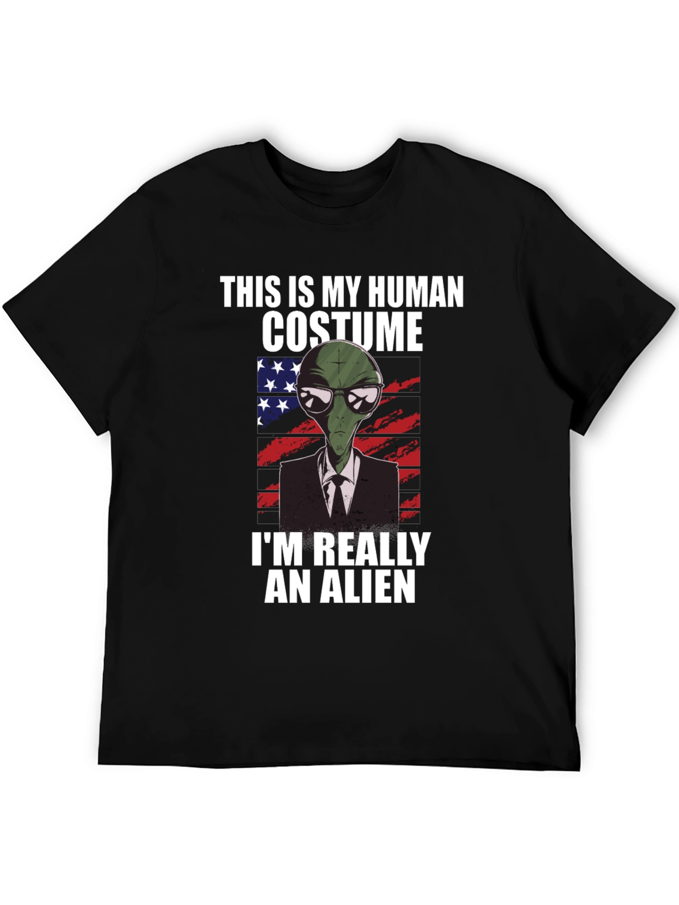 Black Human Costume Alien T-Shirt: Funny & Unique Design view 5
