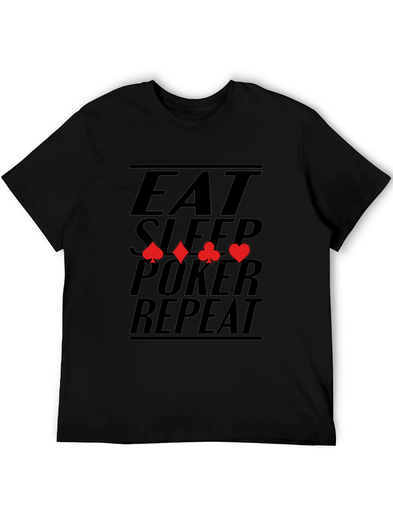 Eat Sleep Poker Repeat T-Shirt, Black Cotton Tee - 5
