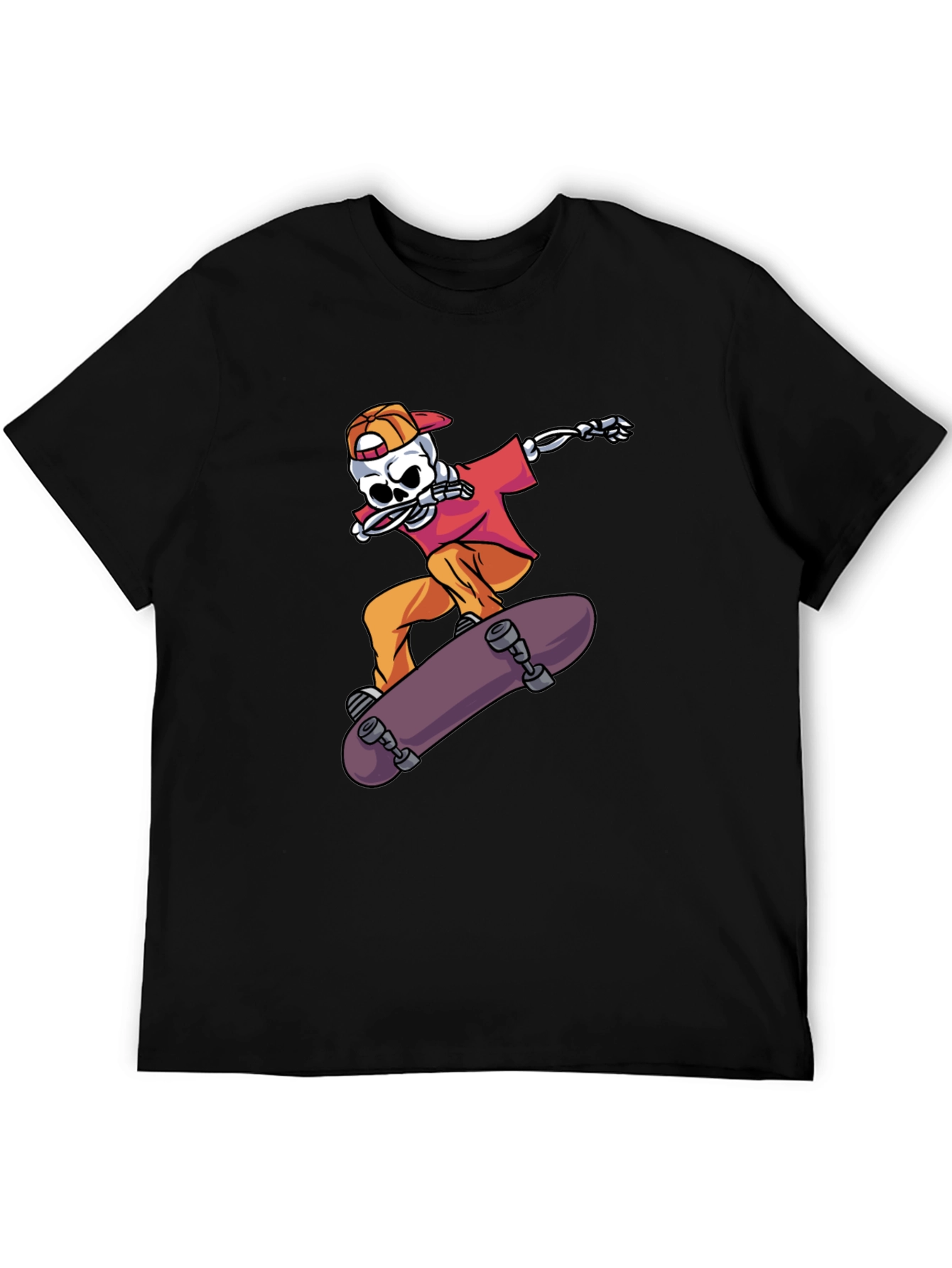 Black Skateboarding Skeleton Graphic Tee - Cool & Edgy Style view 5
