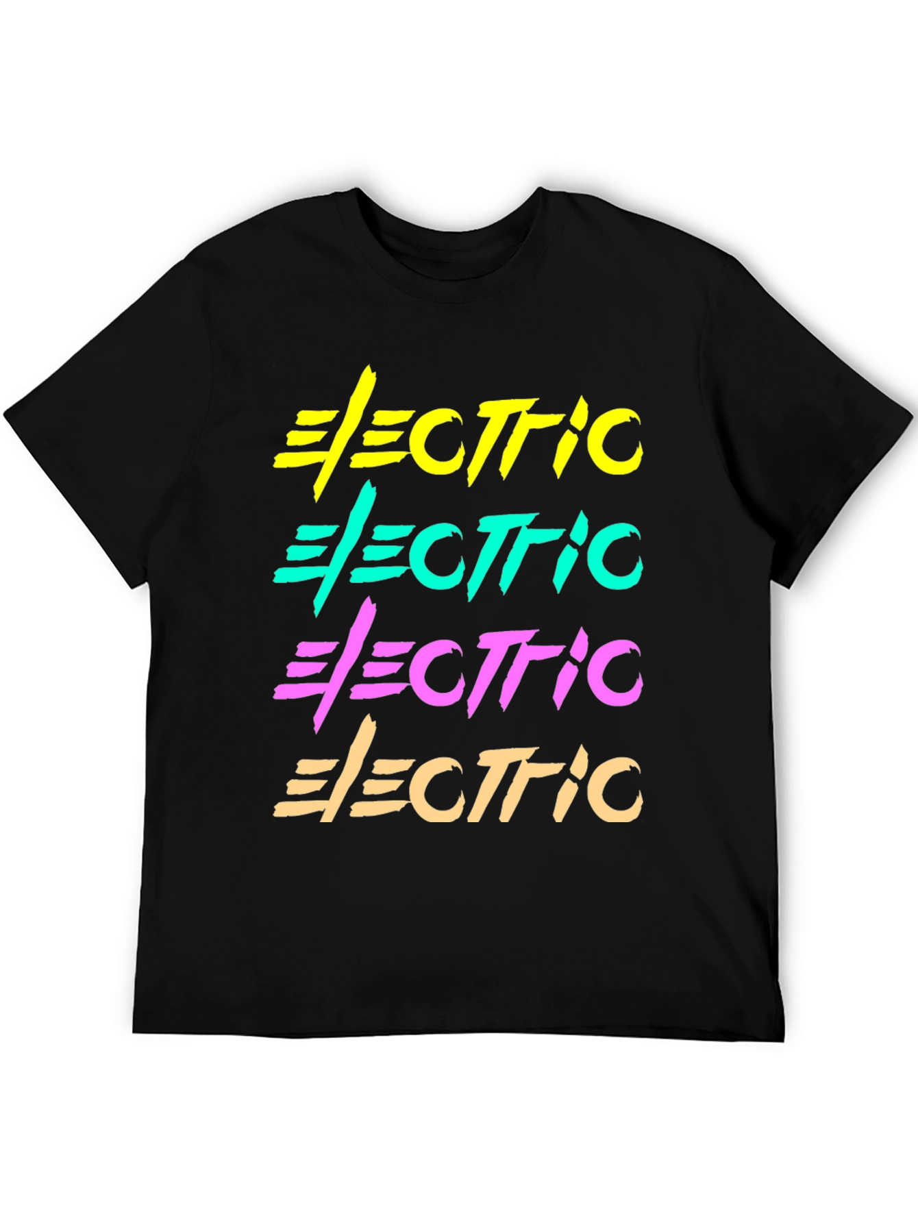 Black Electric Retro Graphic T-Shirt Black Cotton Tee view 5