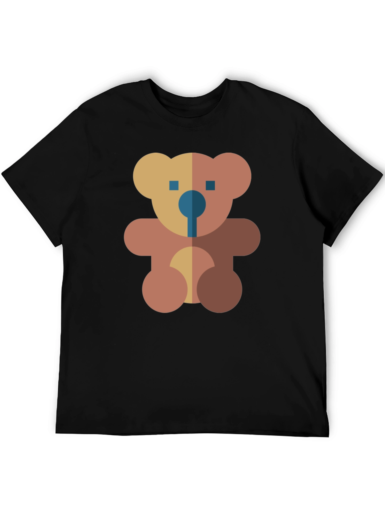 Black Geometric Teddy Bear Graphic Black T-Shirt view 5