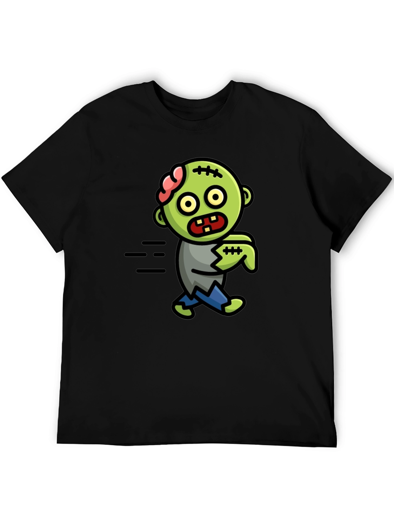 Black Zombie Cartoon Black T-Shirt view 5
